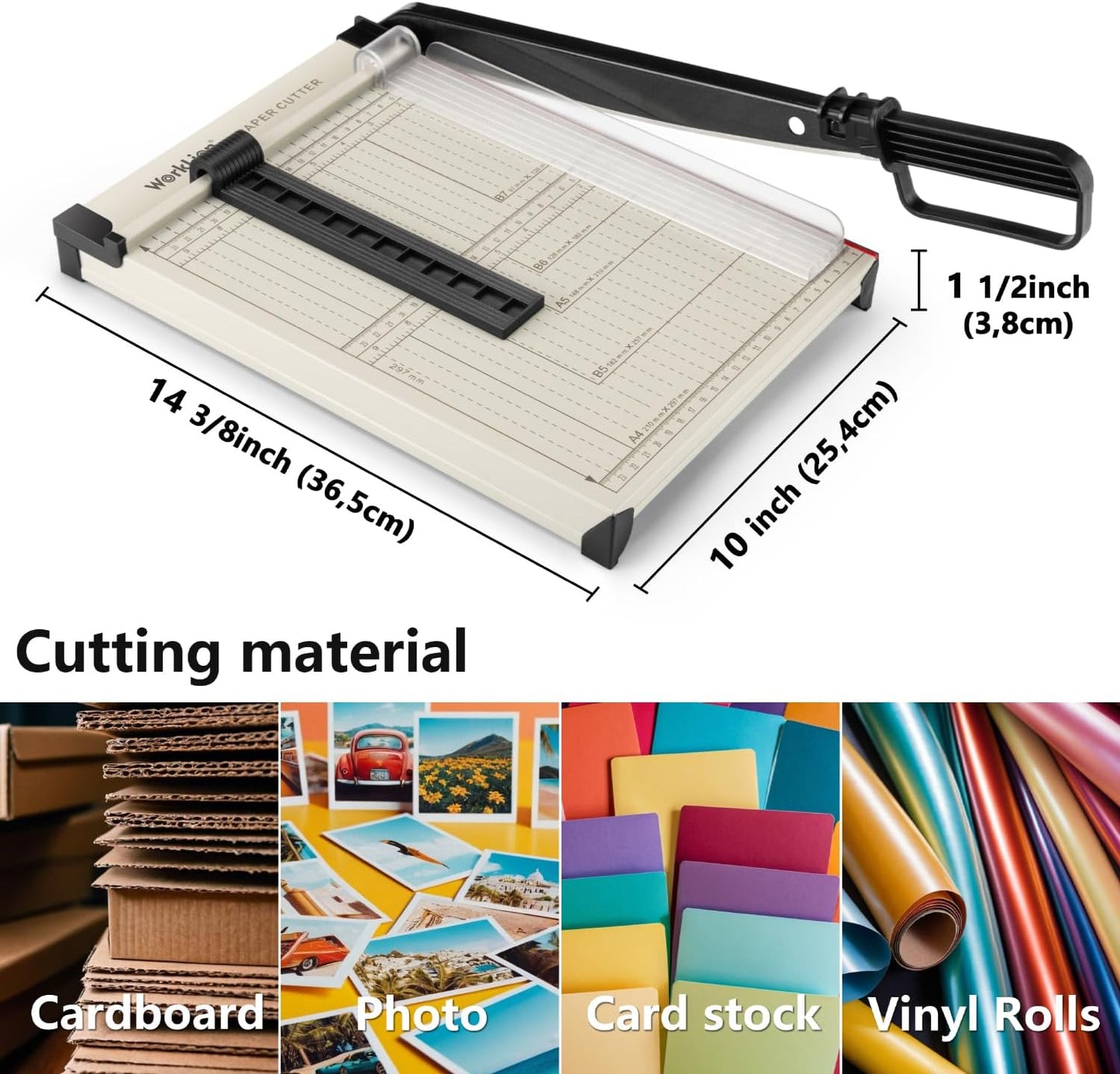WORKLION 12'' Metallic Grey Heavy Duty Paper Trimmer with Safety Guard DEMO