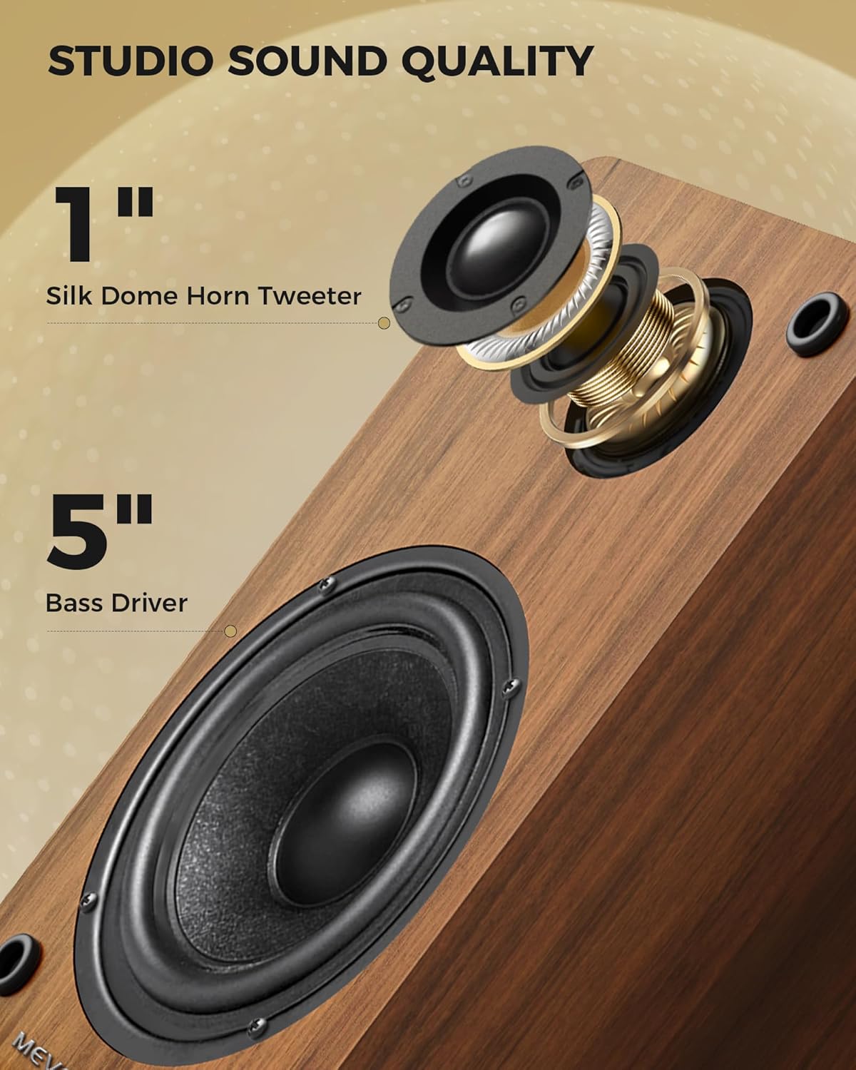 MEVOSTO Wireless Bookshelf Speakers 36W RMS Bluetooth 5.4 5-Inch Woofer DEMO