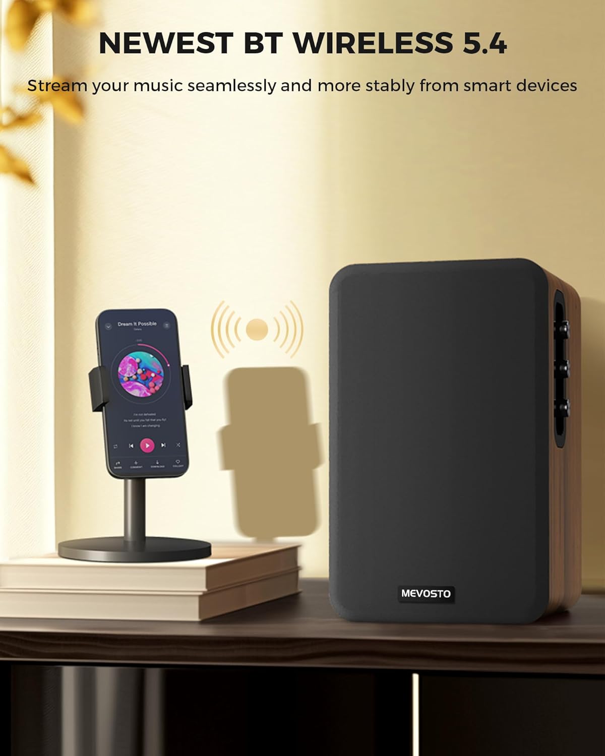 MEVOSTO Wireless Bookshelf Speakers 36W RMS Bluetooth 5.4 5-Inch Woofer DEMO