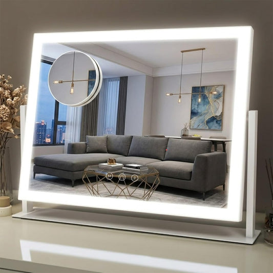 Lighted Makeup Mirror 41x32cm Hollywood Vanity with 10X Magnification White DEMO