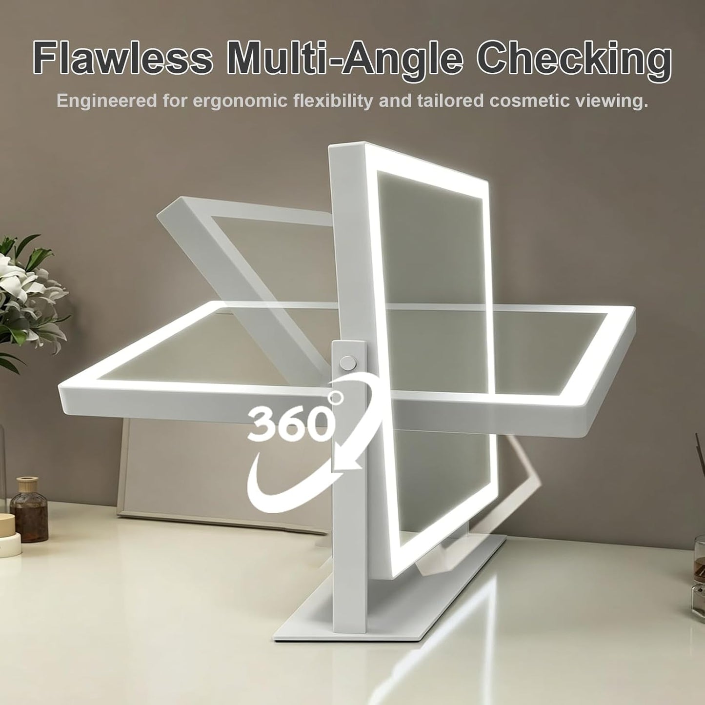 Lighted Makeup Mirror 41x32cm Hollywood Vanity with 10X Magnification White DEMO