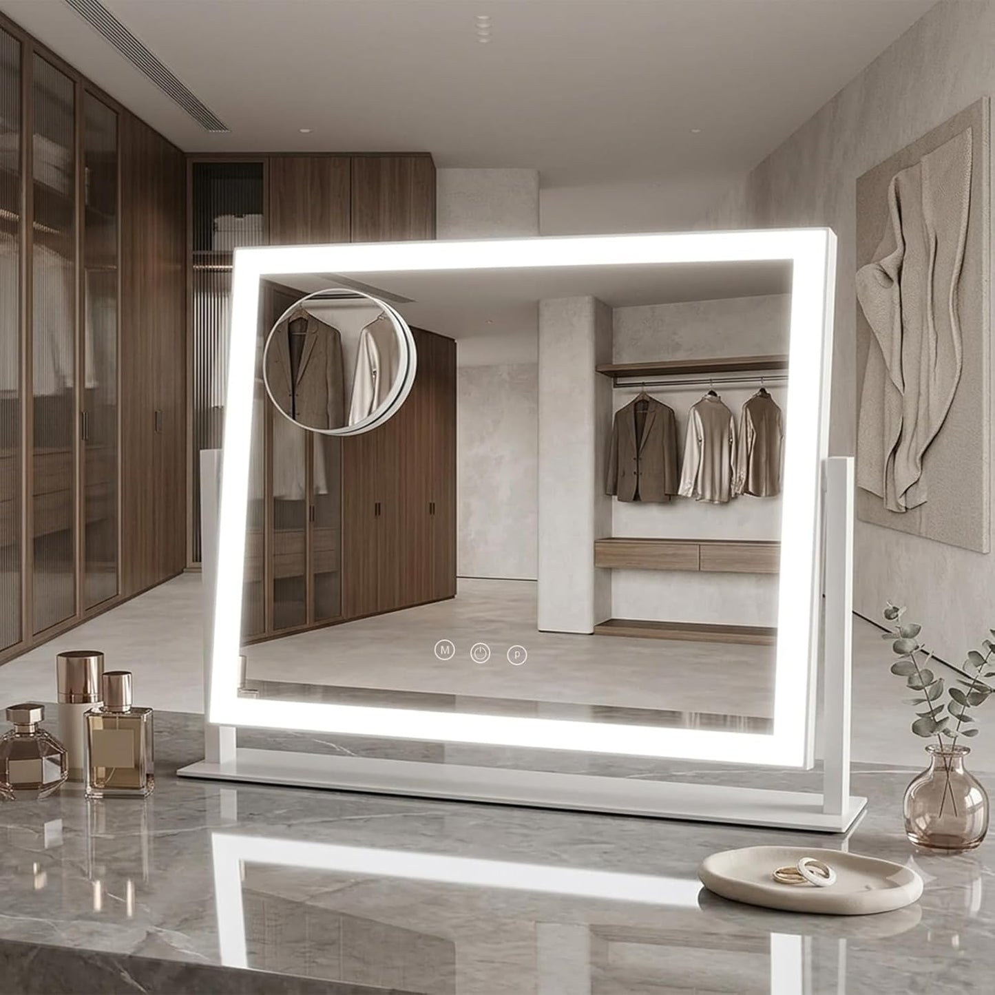 Lighted Makeup Mirror 41x32cm Hollywood Vanity with 10X Magnification White DEMO