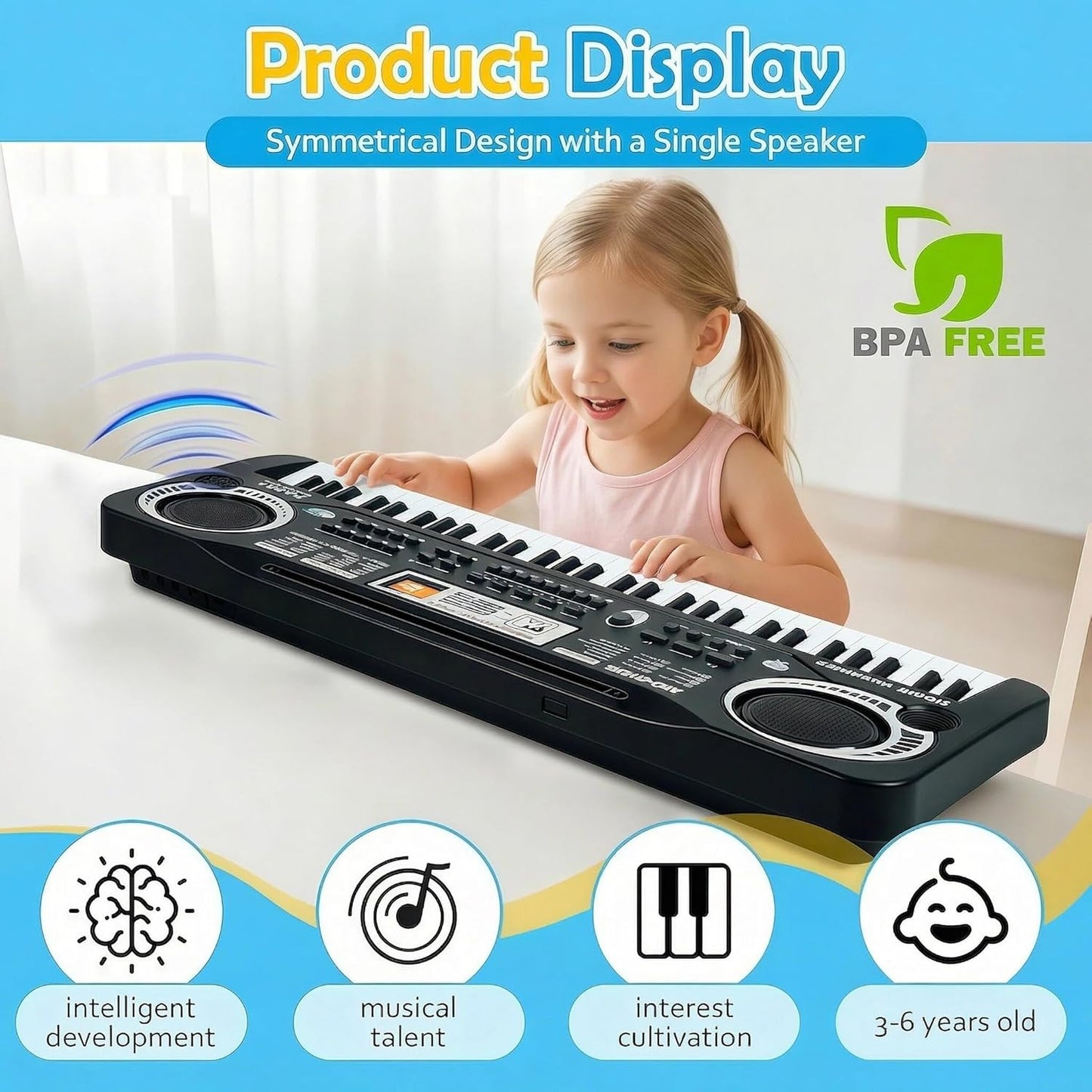 61-Key Digital Piano Keyboard - Portable Arranger for Beginners, Black DEMO
