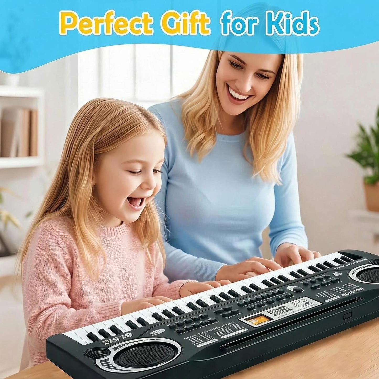 61-Key Digital Piano Keyboard - Portable Arranger for Beginners, Black DEMO