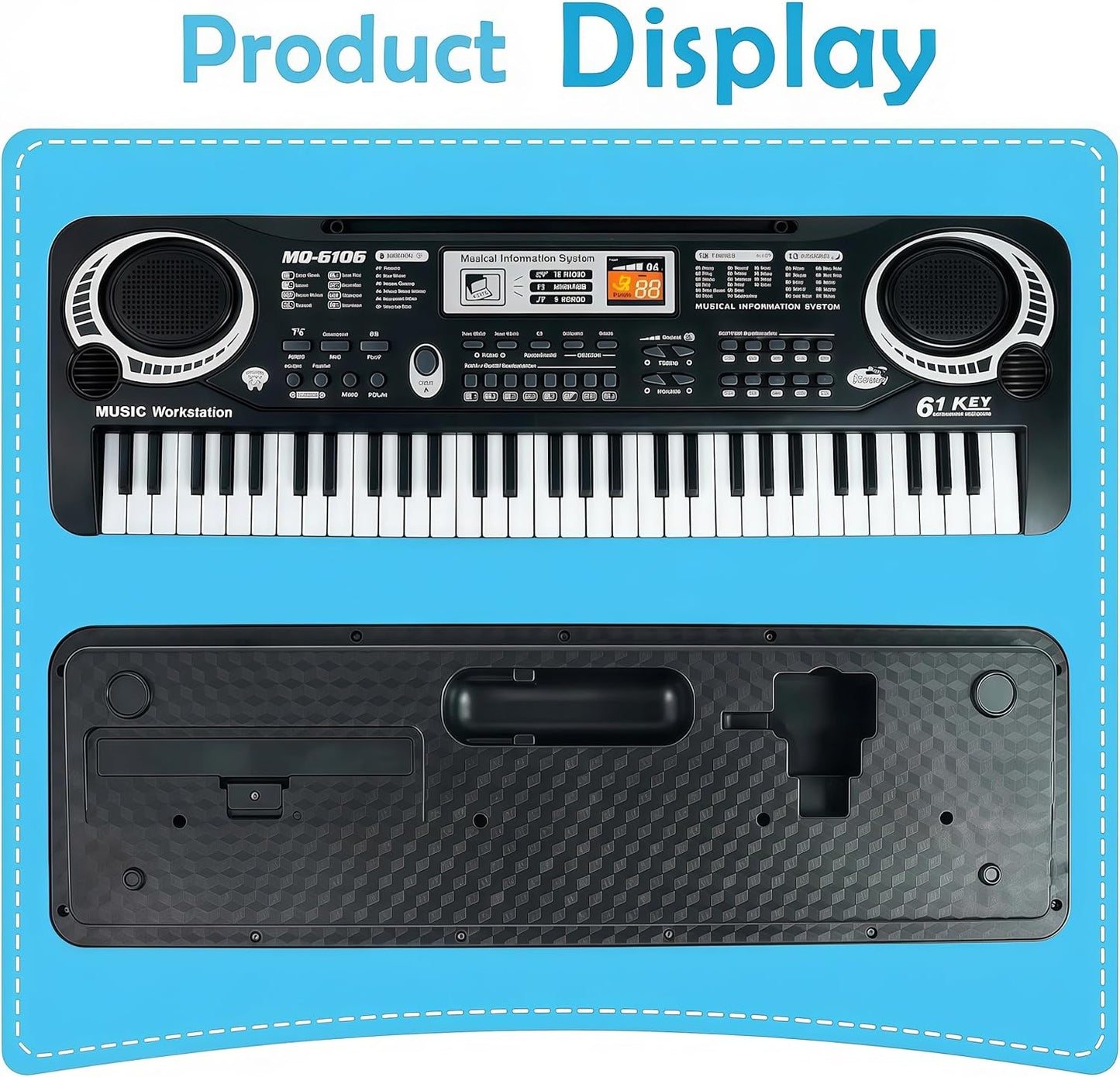 61-Key Digital Piano Keyboard - Portable Arranger for Beginners, Black DEMO