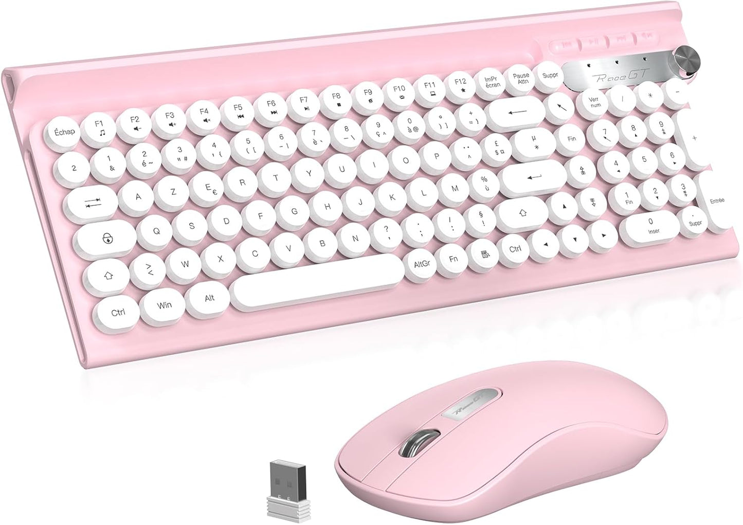 RaceGT Wireless Ergonomic Keyboard and Mouse Set - Silent Pink Combo DEMO