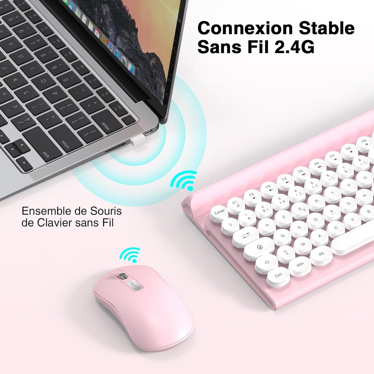 RaceGT Wireless Ergonomic Keyboard and Mouse Set - Silent Pink Combo DEMO