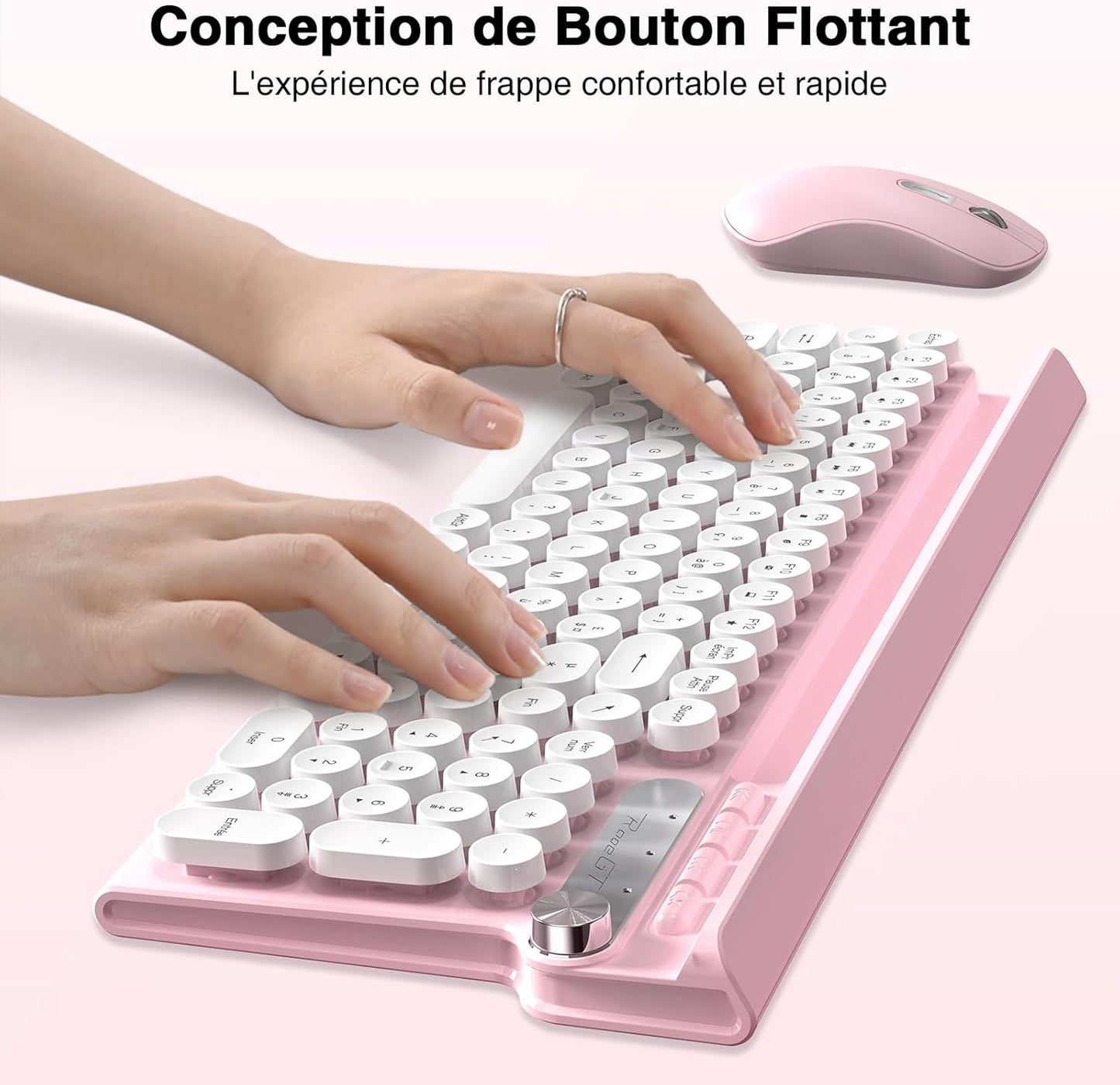 RaceGT Wireless Ergonomic Keyboard and Mouse Set - Silent Pink Combo DEMO