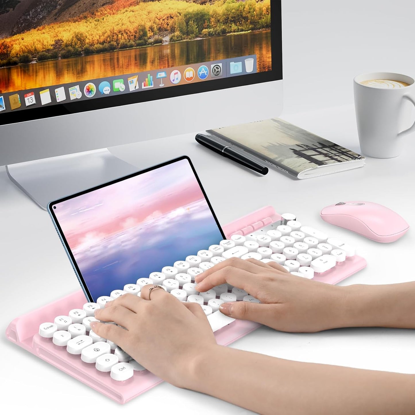 RaceGT Wireless Ergonomic Keyboard and Mouse Set - Silent Pink Combo DEMO
