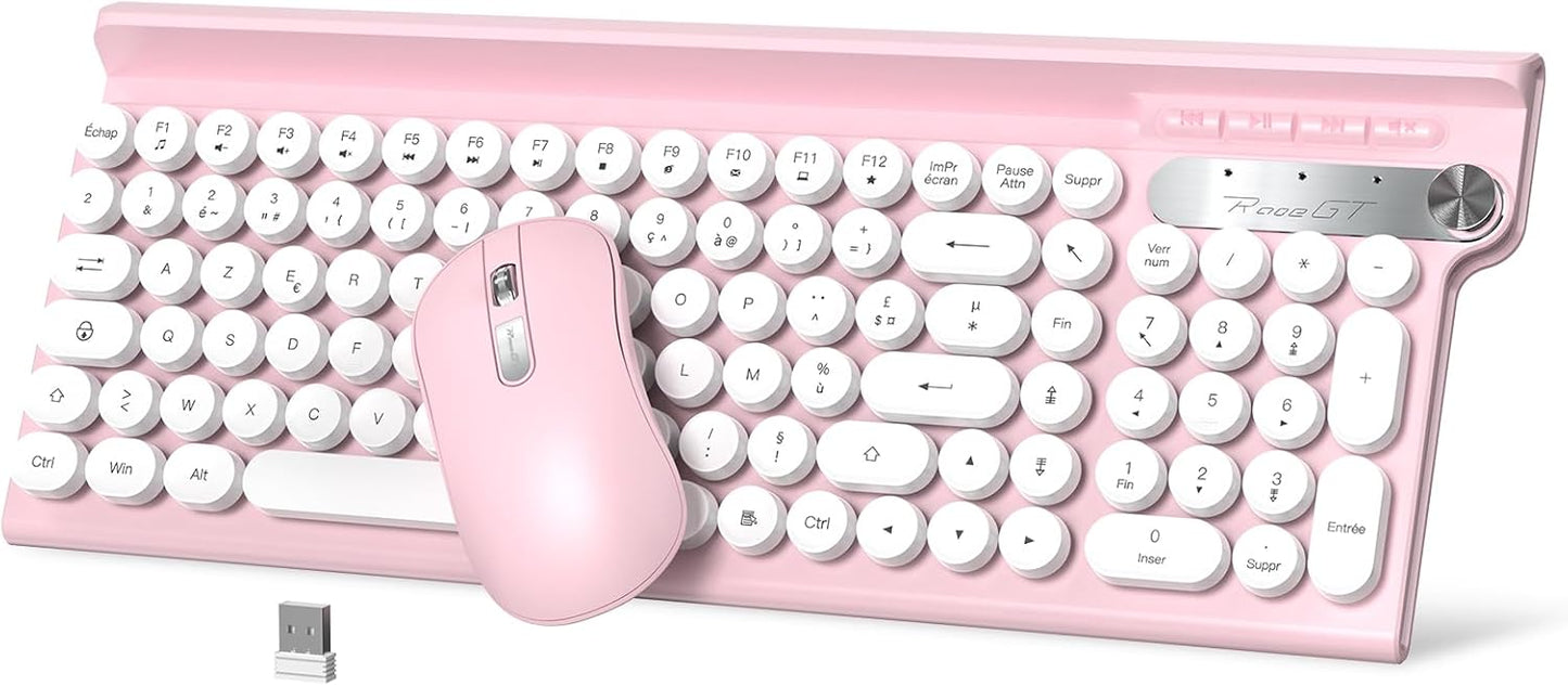 RaceGT Wireless Ergonomic Keyboard and Mouse Set - Silent Pink Combo DEMO