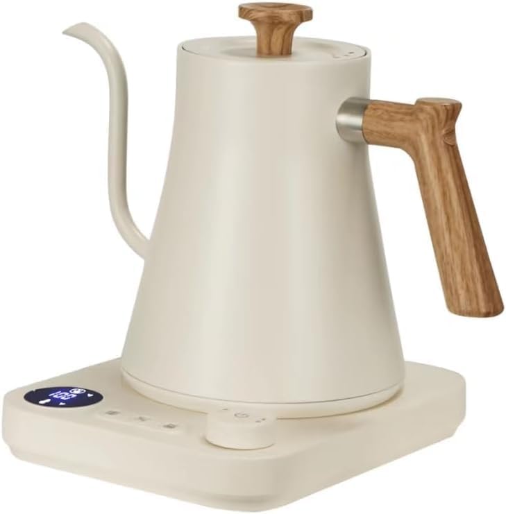 0.9L White Electric Gooseneck Kettle for Brewing Coffee and Tea Size 0.9L DEMO