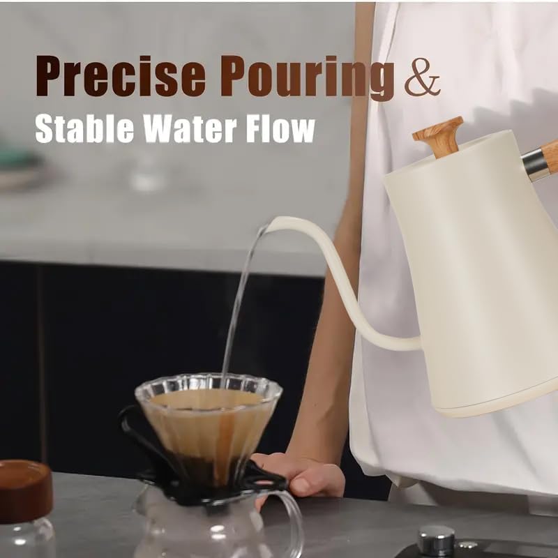 0.9L White Electric Gooseneck Kettle for Brewing Coffee and Tea Size 0.9L DEMO