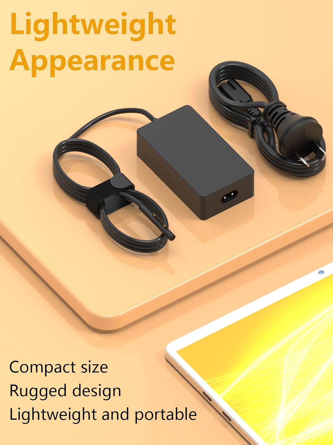 65W Laptop Charger for Microsoft Surface Pro 3, 4, 5, 6, 7 in White DEMO