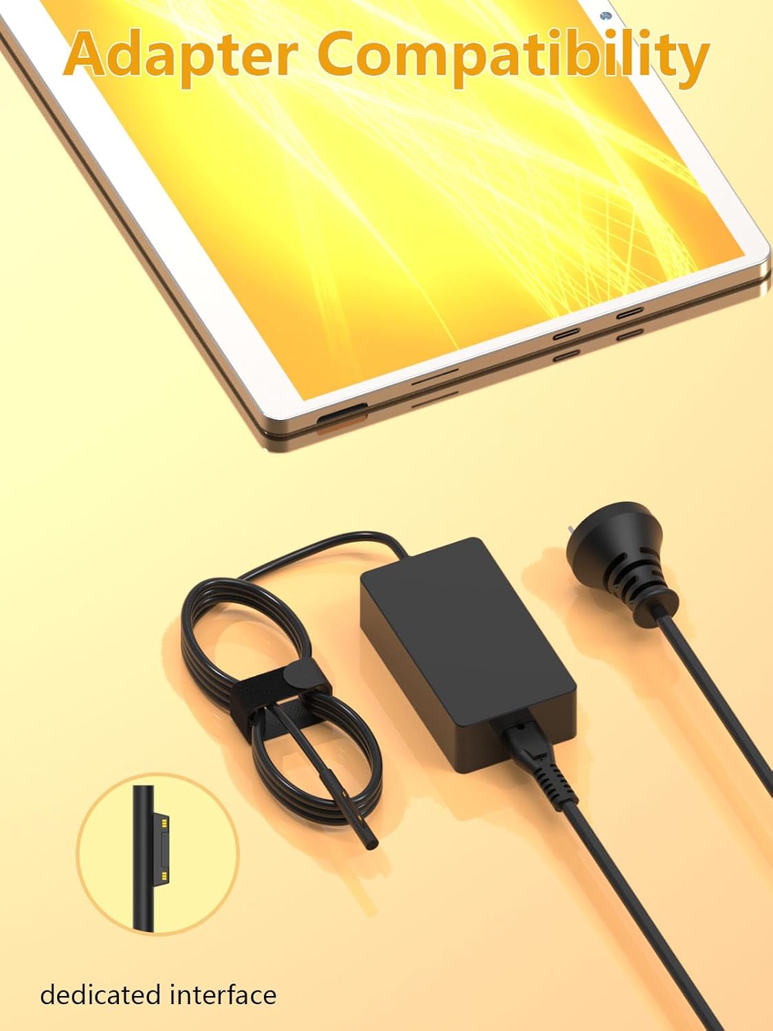 65W Laptop Charger for Microsoft Surface Pro 3, 4, 5, 6, 7 in White DEMO
