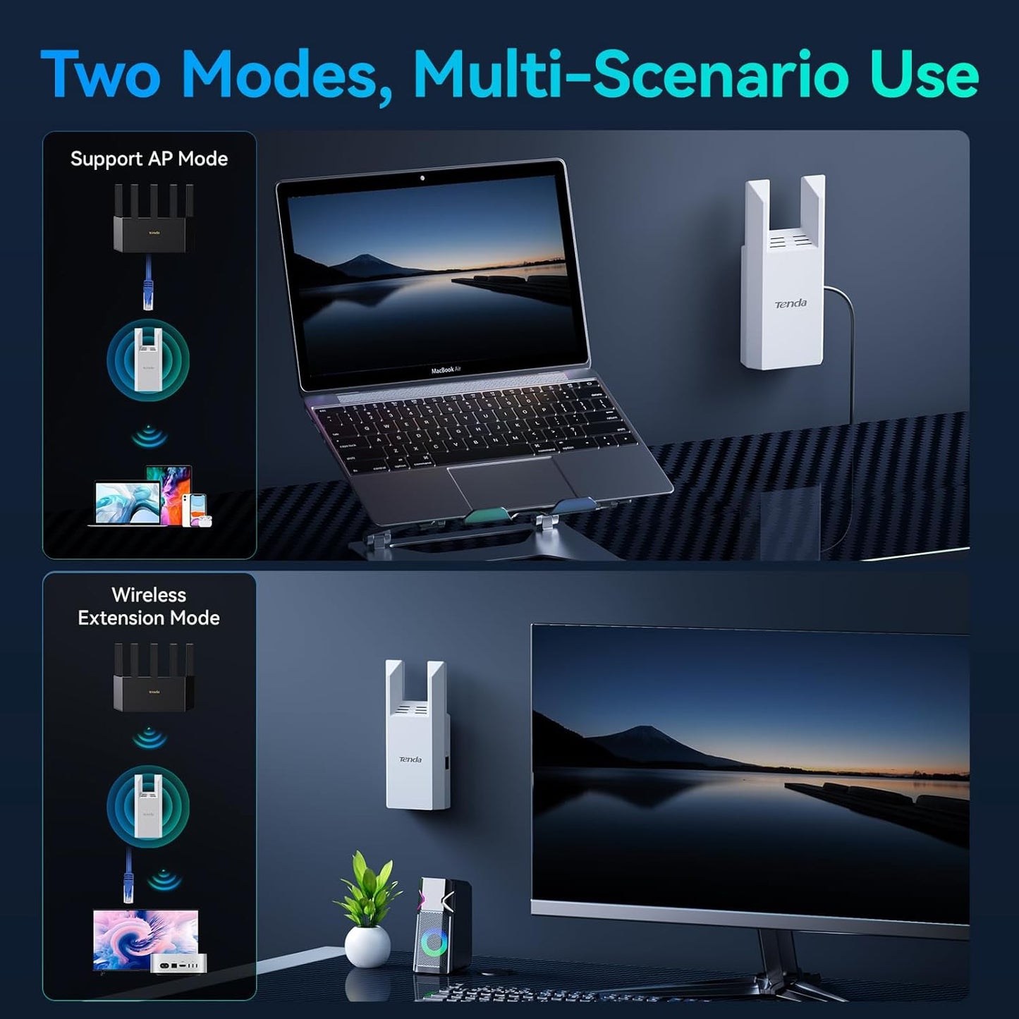 Tenda AC1200 Dual Band WiFi Range Extender with Gigabit Ethernet Port - Boost
