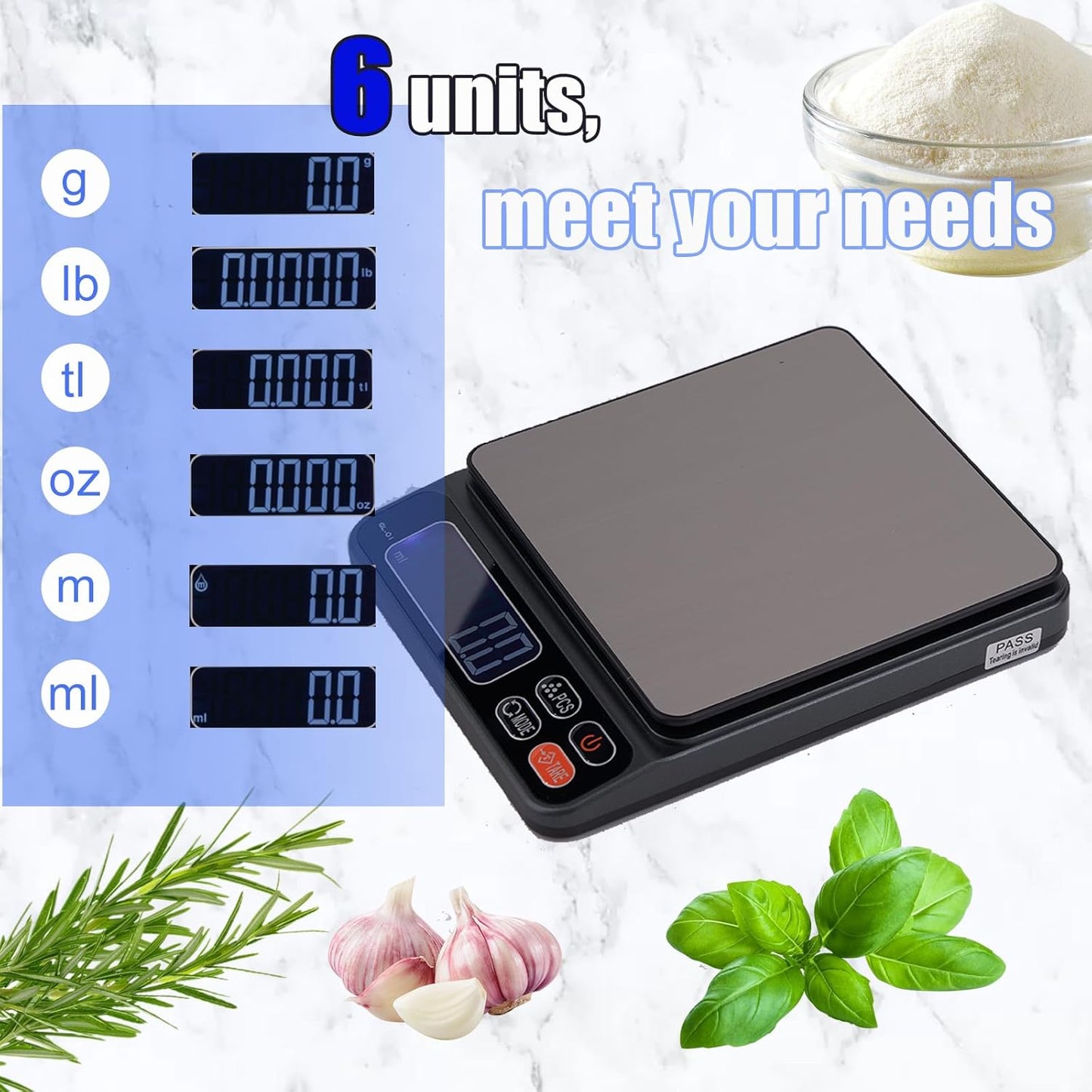 Highly Accurate Digital Kitchen Food Scale with LCD Display, Grey DEMO