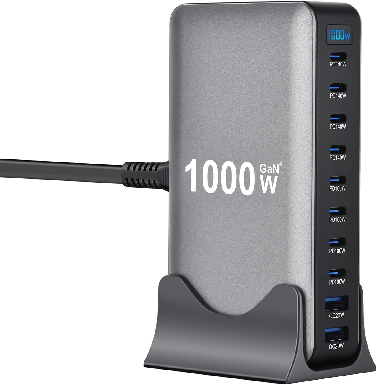 Powerful 10-Port USB-C Charging Station - Black Mains Charger for NEW