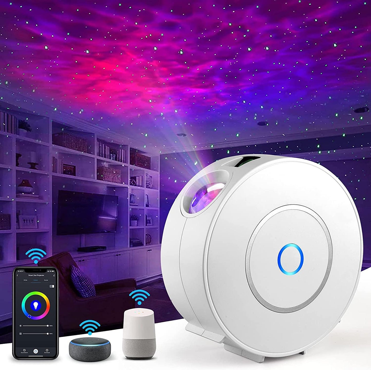 White Nebula Galaxy Smart App & Voice Control Night Light for Home DEMO