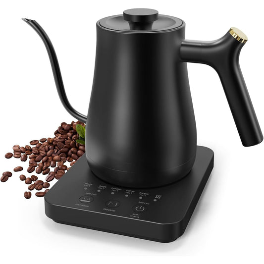 Black Electric Gooseneck Kettle with 5 Precise Temperature Control DEMO