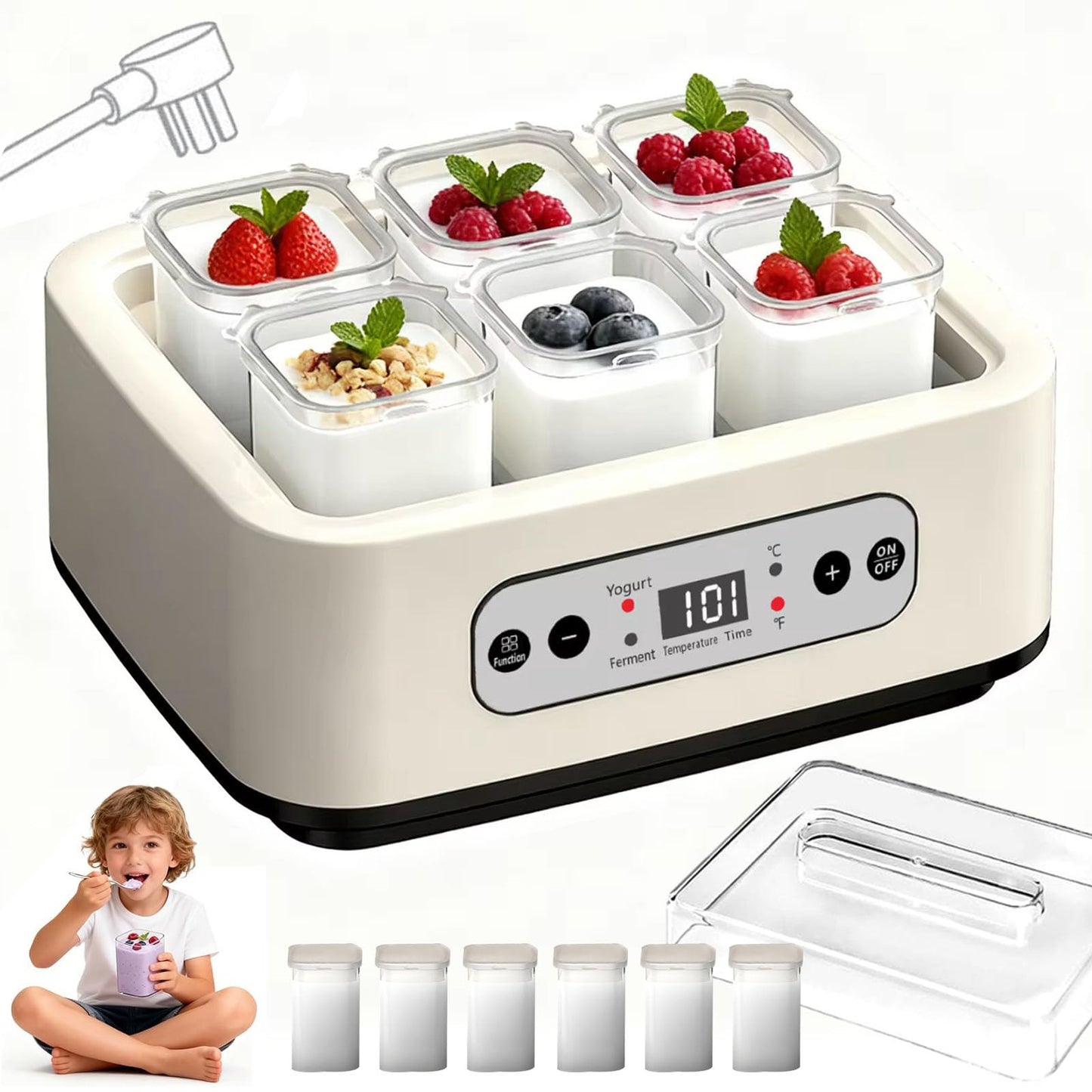 Automatic Yogurt Maker with Adjustable Temperature and Time Control White DEMO