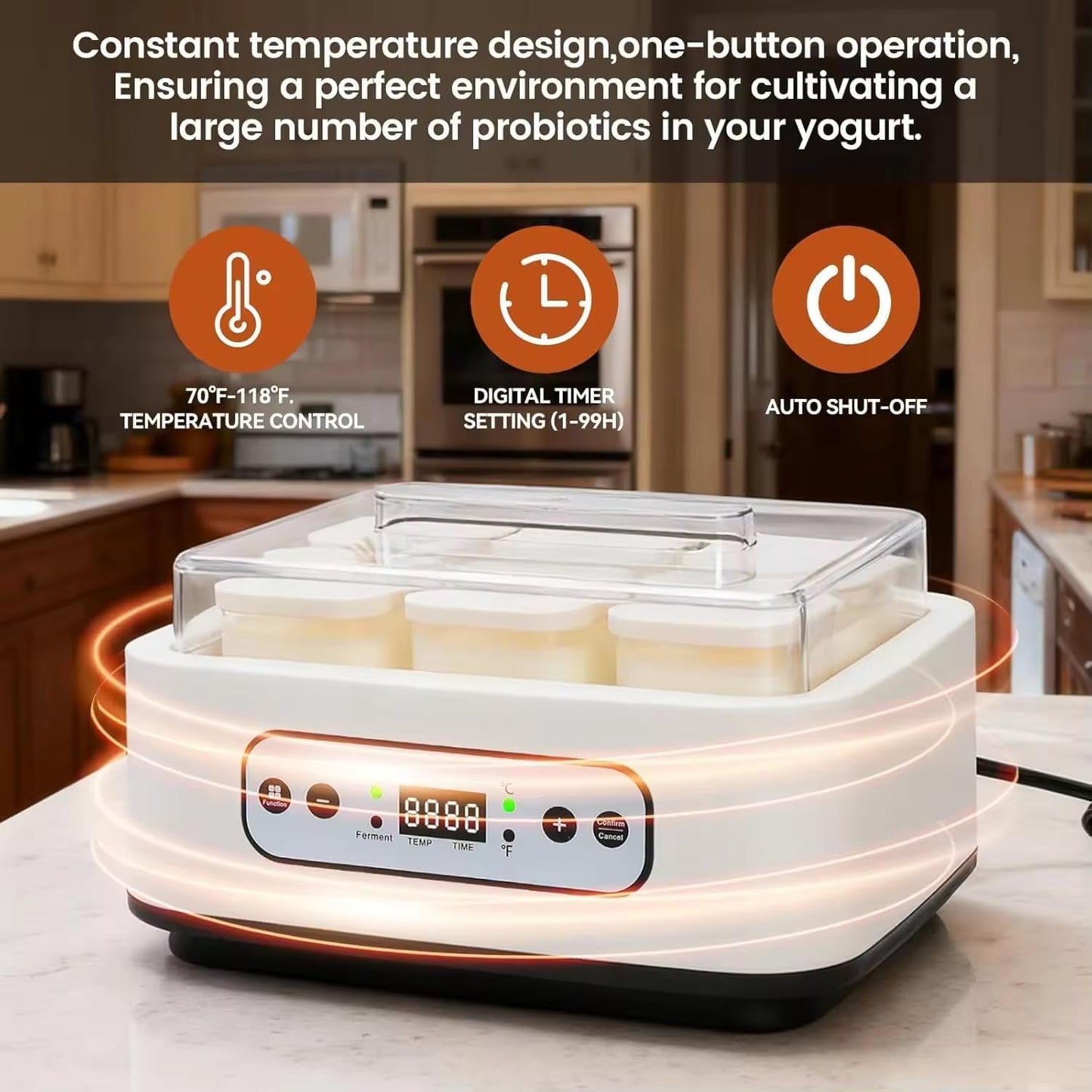 Automatic Yogurt Maker with Adjustable Temperature and Time Control White DEMO