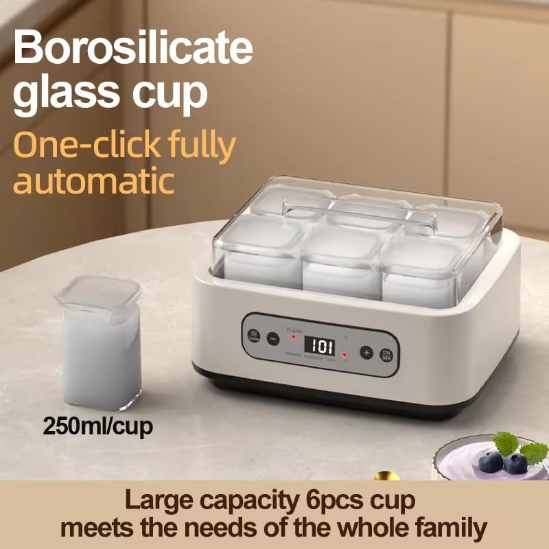 Automatic Yogurt Maker with Adjustable Temperature and Time Control White DEMO