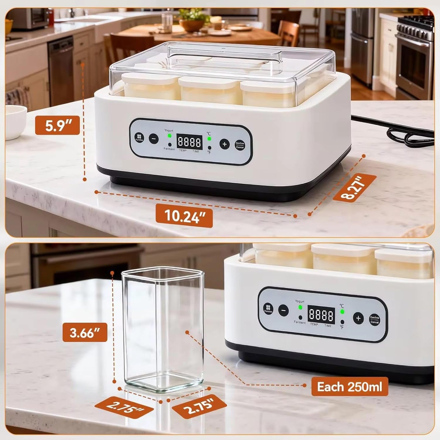 Automatic Yogurt Maker with Adjustable Temperature and Time Control White DEMO
