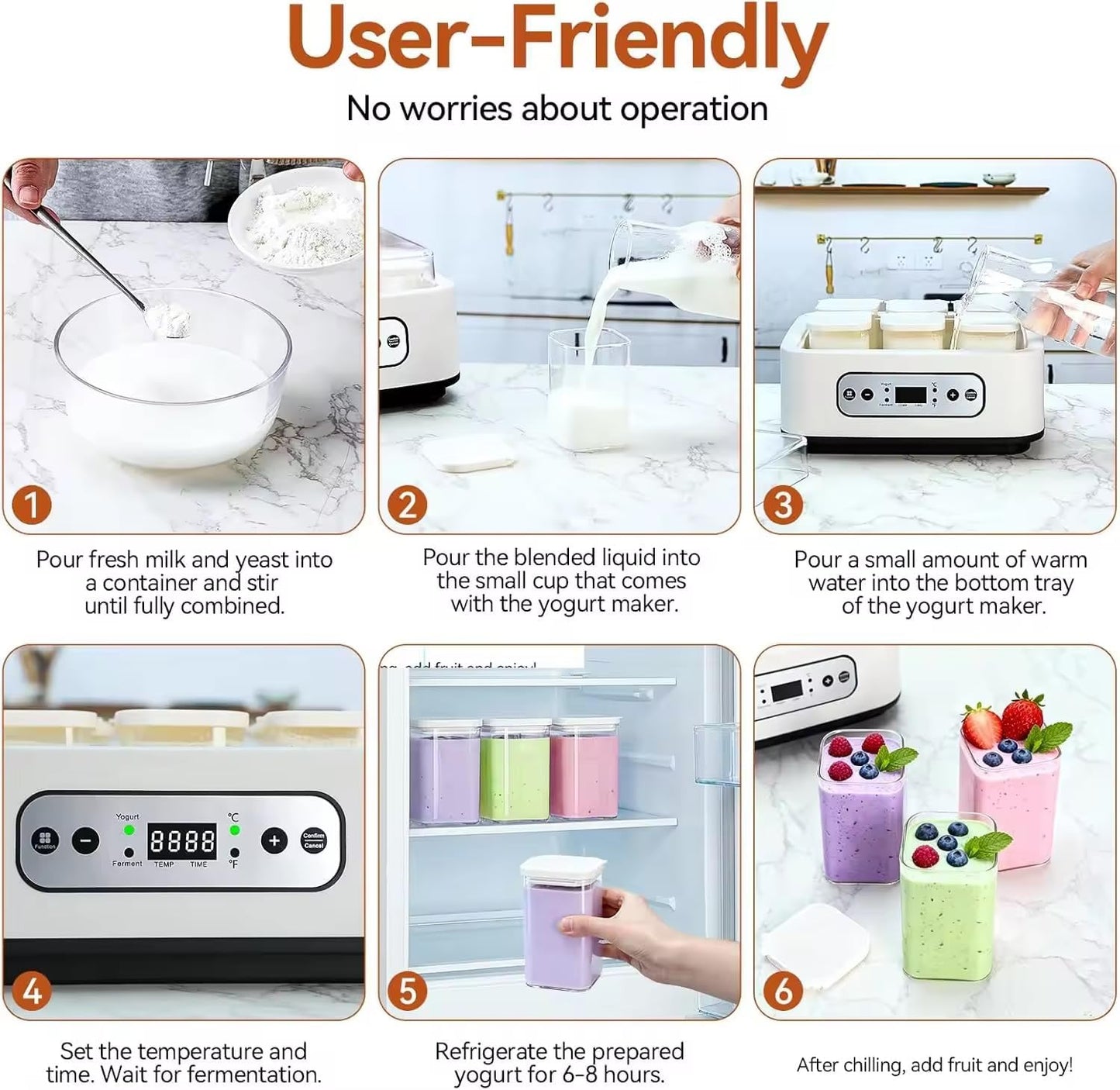 Automatic Yogurt Maker with Adjustable Temperature and Time Control White DEMO
