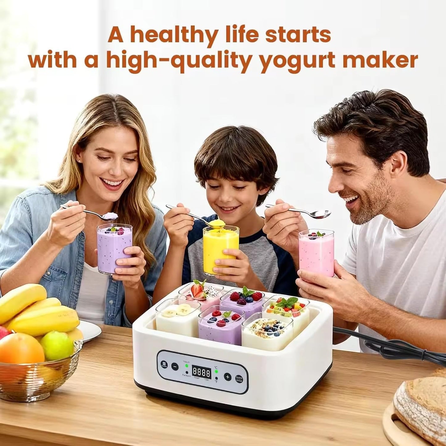 Automatic Yogurt Maker with Adjustable Temperature and Time Control White DEMO