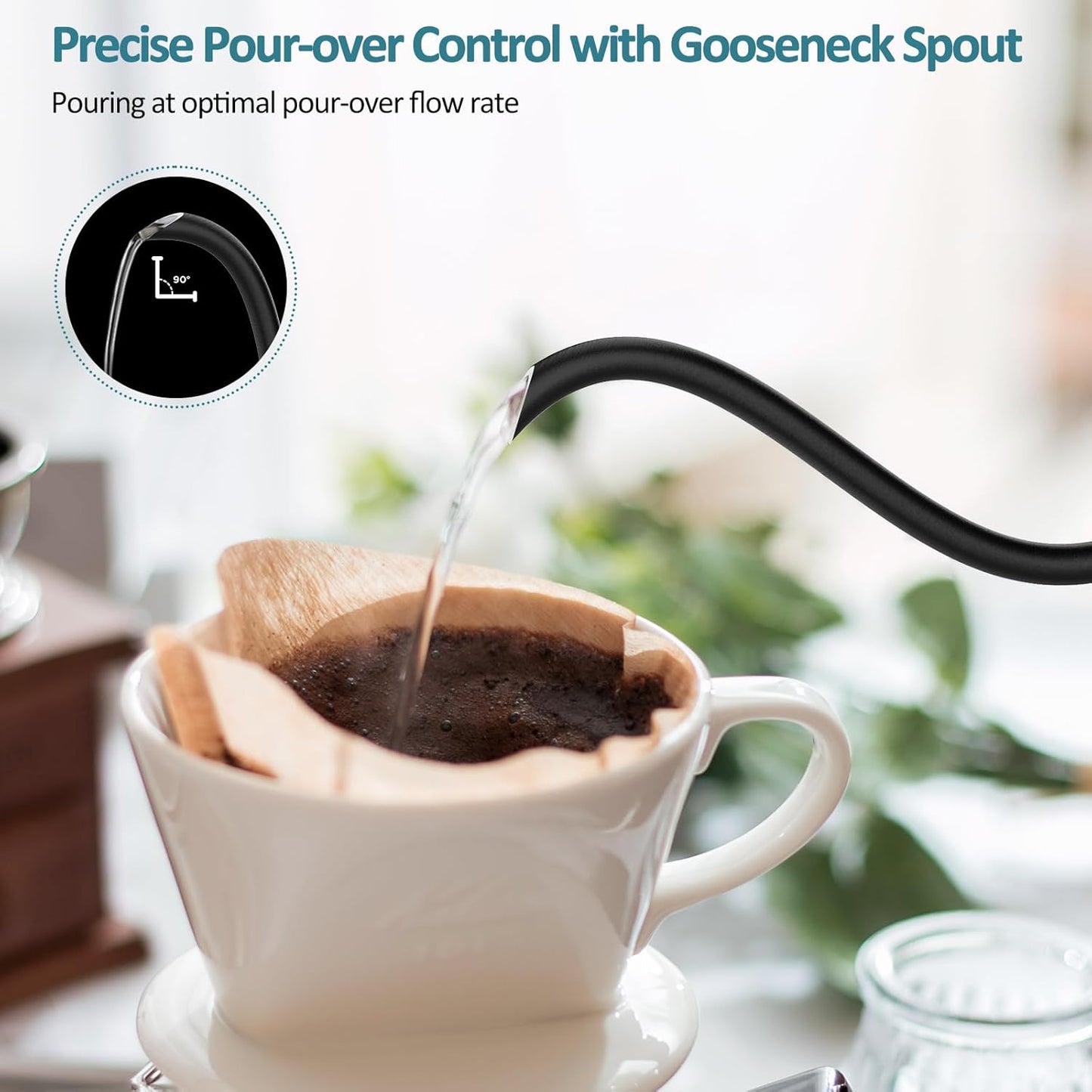 DUCHIFAD Electric Gooseneck Kettle for Pour-Over Coffee & Tea Brewing, DEMO