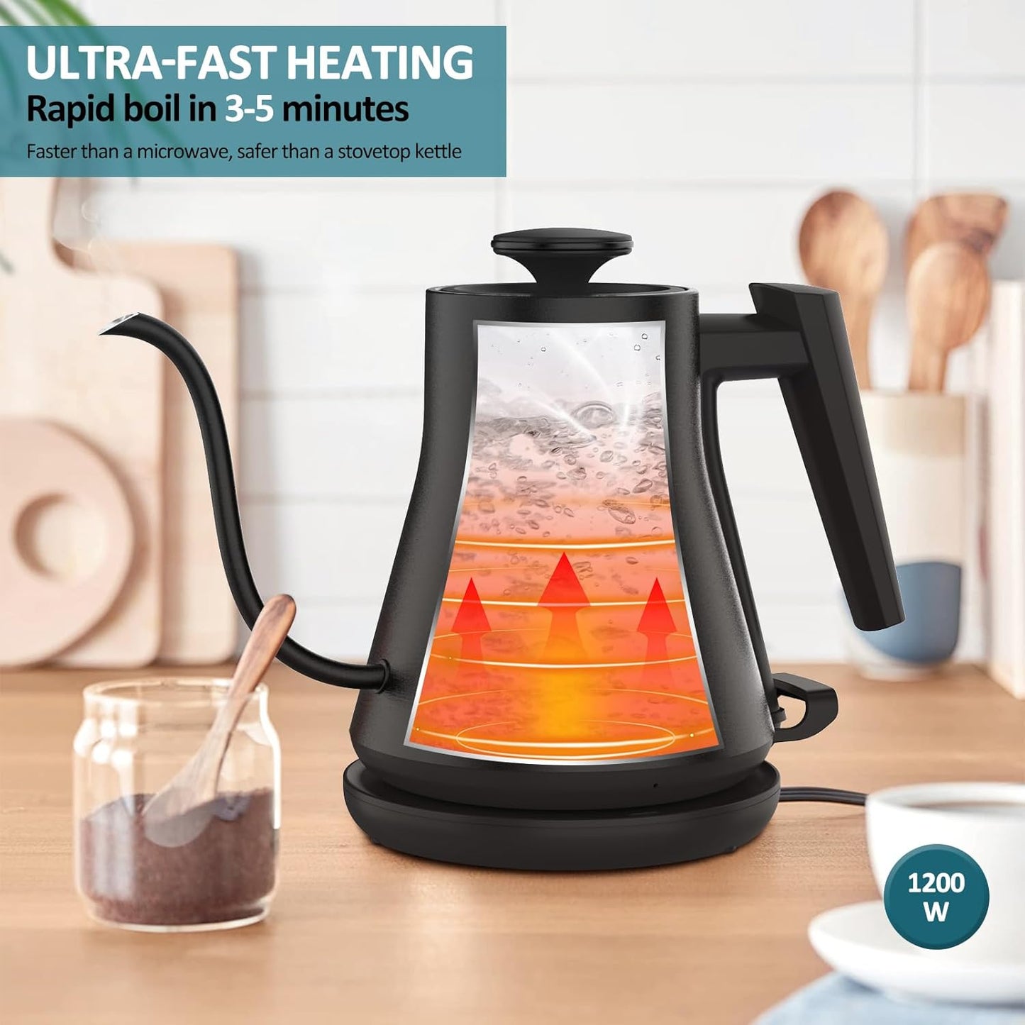 DUCHIFAD Electric Gooseneck Kettle for Pour-Over Coffee & Tea Brewing, DEMO