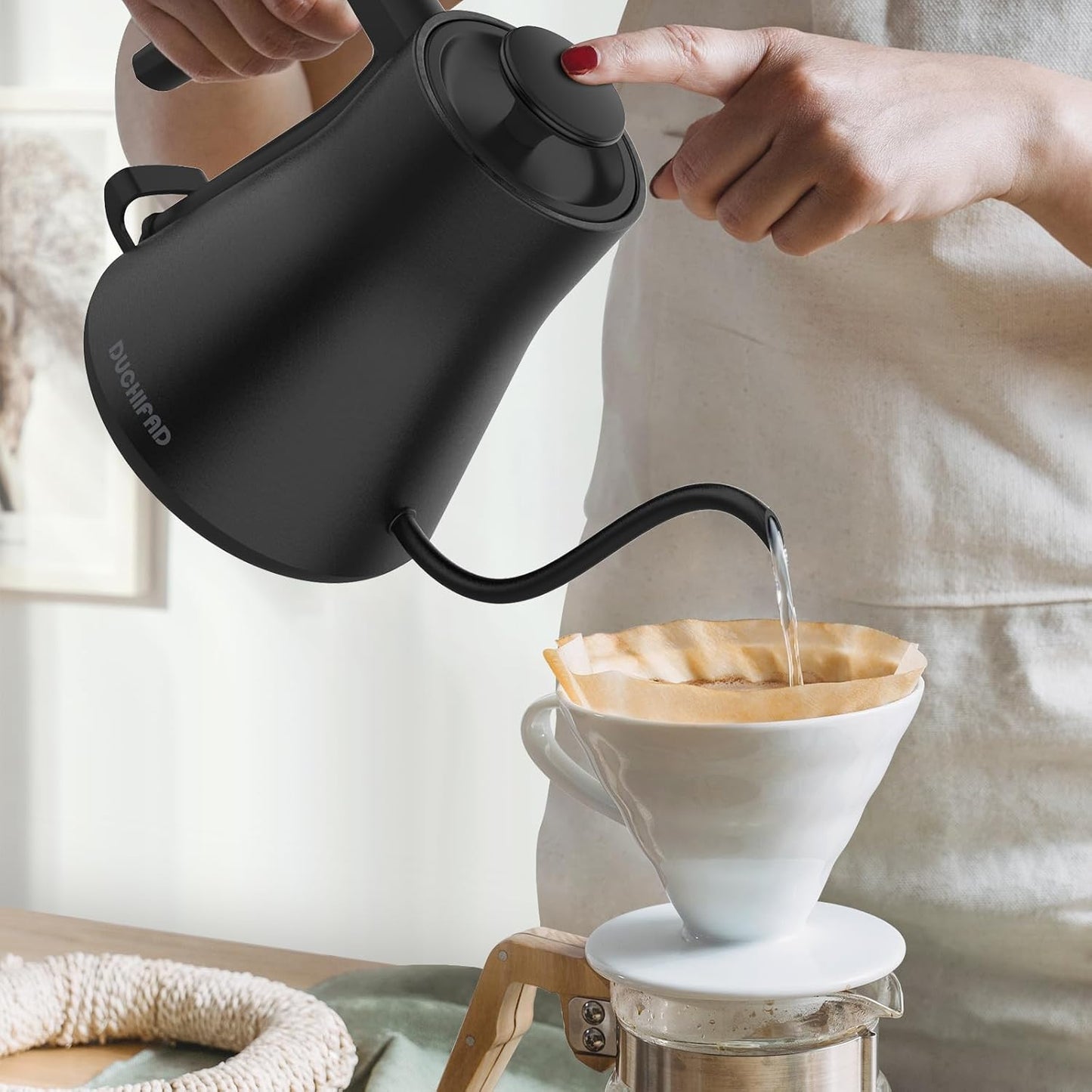 DUCHIFAD Electric Gooseneck Kettle for Pour-Over Coffee & Tea Brewing, DEMO