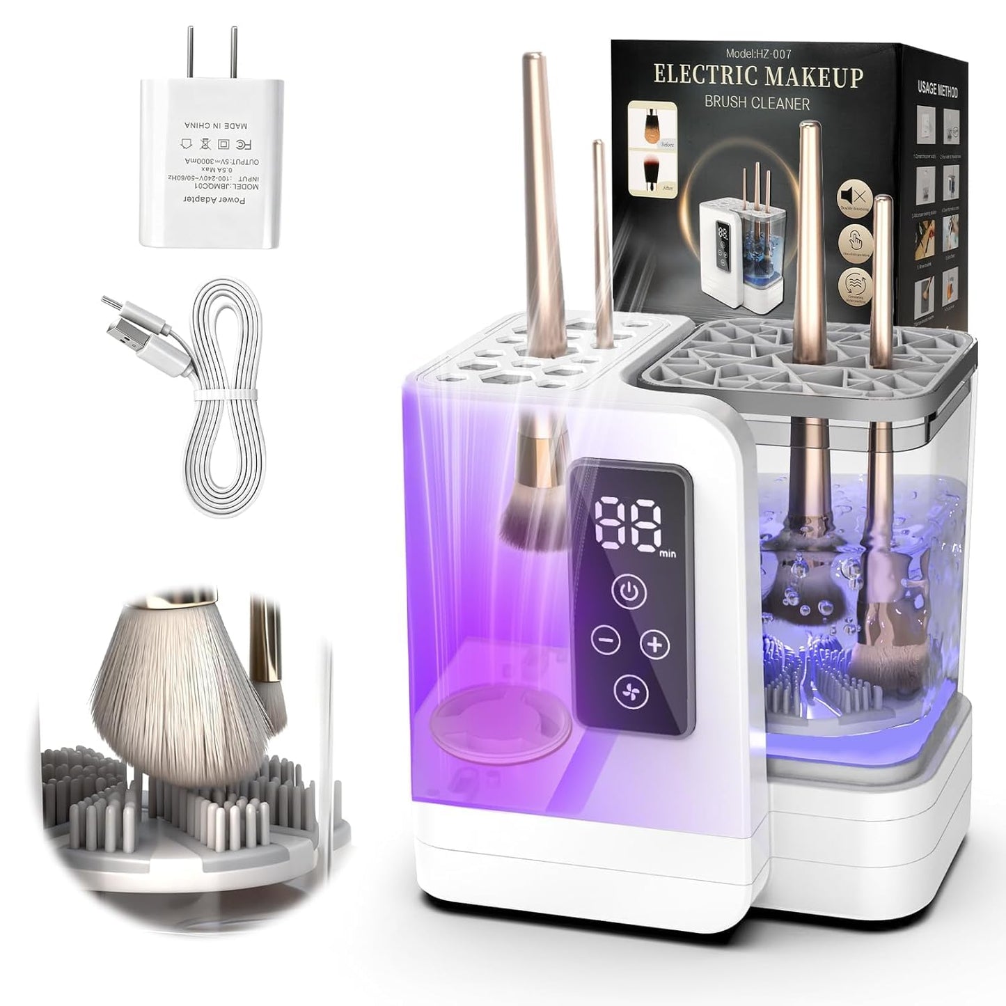 Portable Automatic Electric Makeup Brush Cleaner and Dryer Machine White DEMO