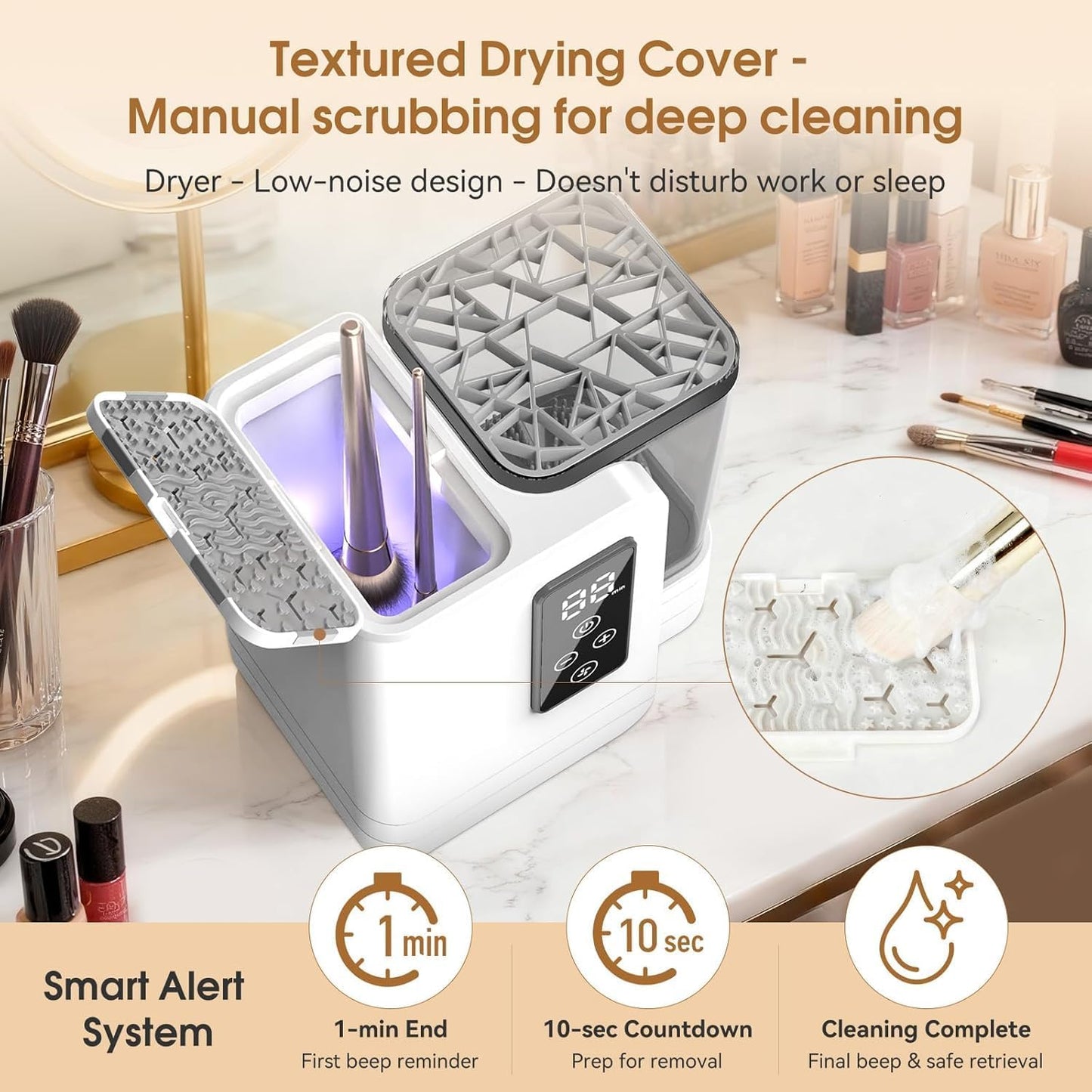 Portable Automatic Electric Makeup Brush Cleaner and Dryer Machine White DEMO