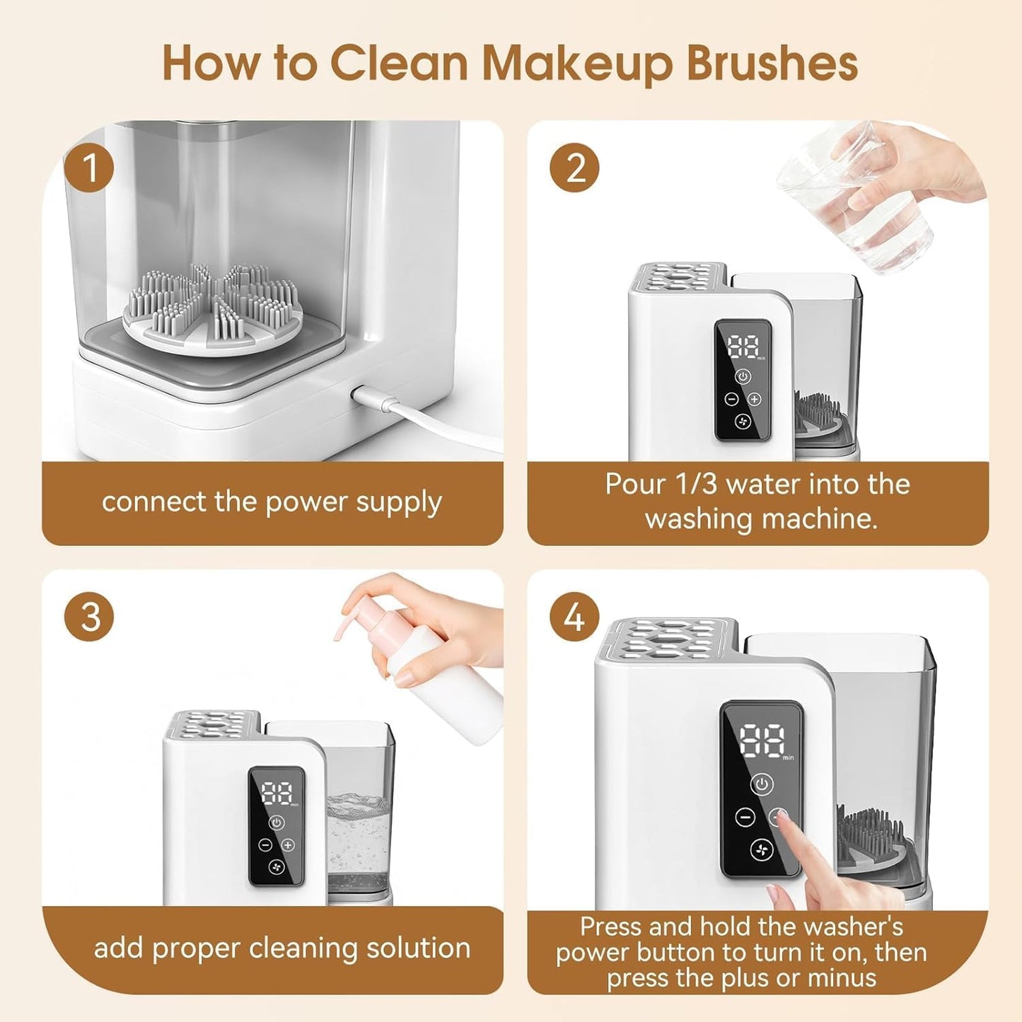 Portable Automatic Electric Makeup Brush Cleaner and Dryer Machine White DEMO