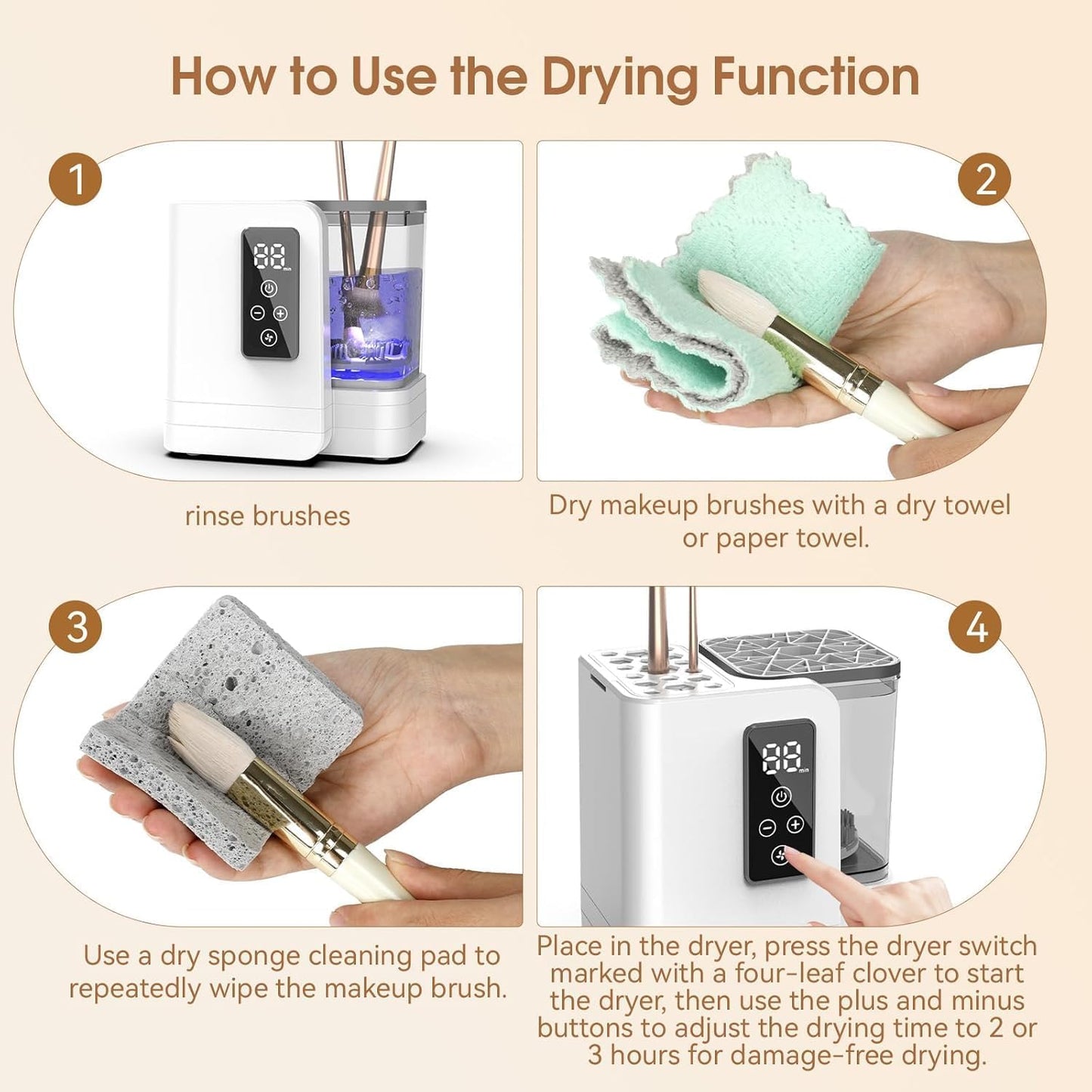 Portable Automatic Electric Makeup Brush Cleaner and Dryer Machine White DEMO