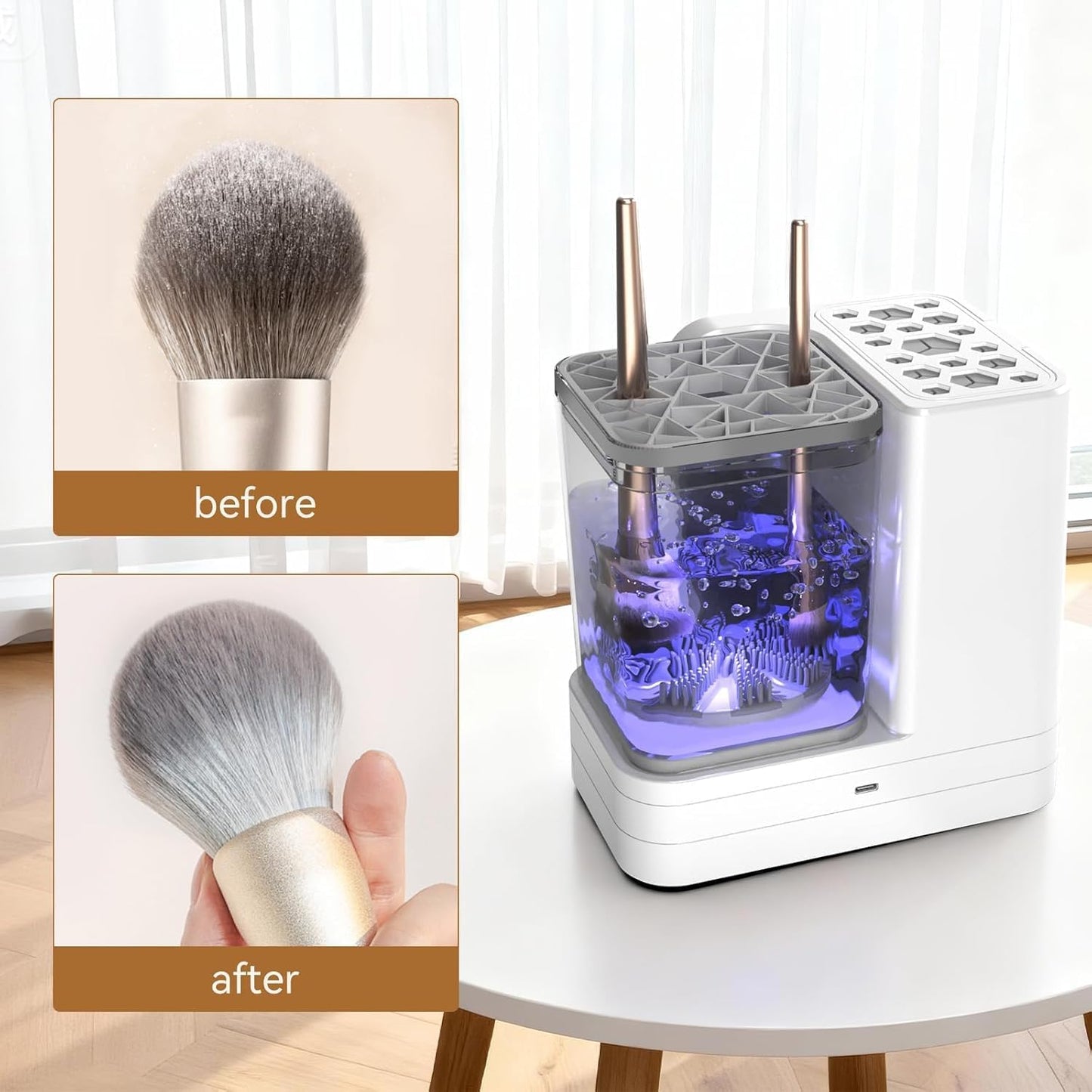 Portable Automatic Electric Makeup Brush Cleaner and Dryer Machine White DEMO