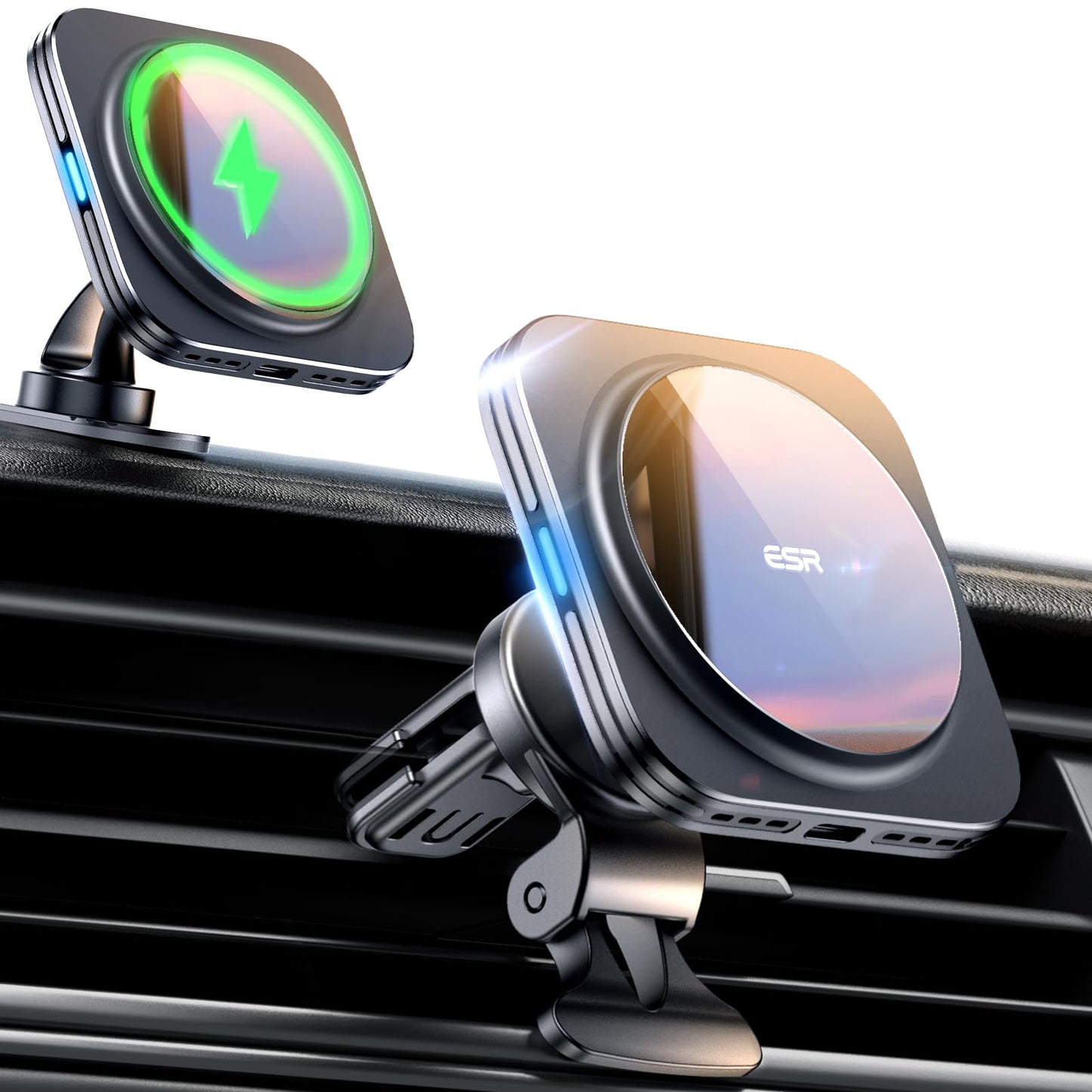 ESR Wireless MagSafe Car Mount Charger - Black Induction Charging Pad DEMO