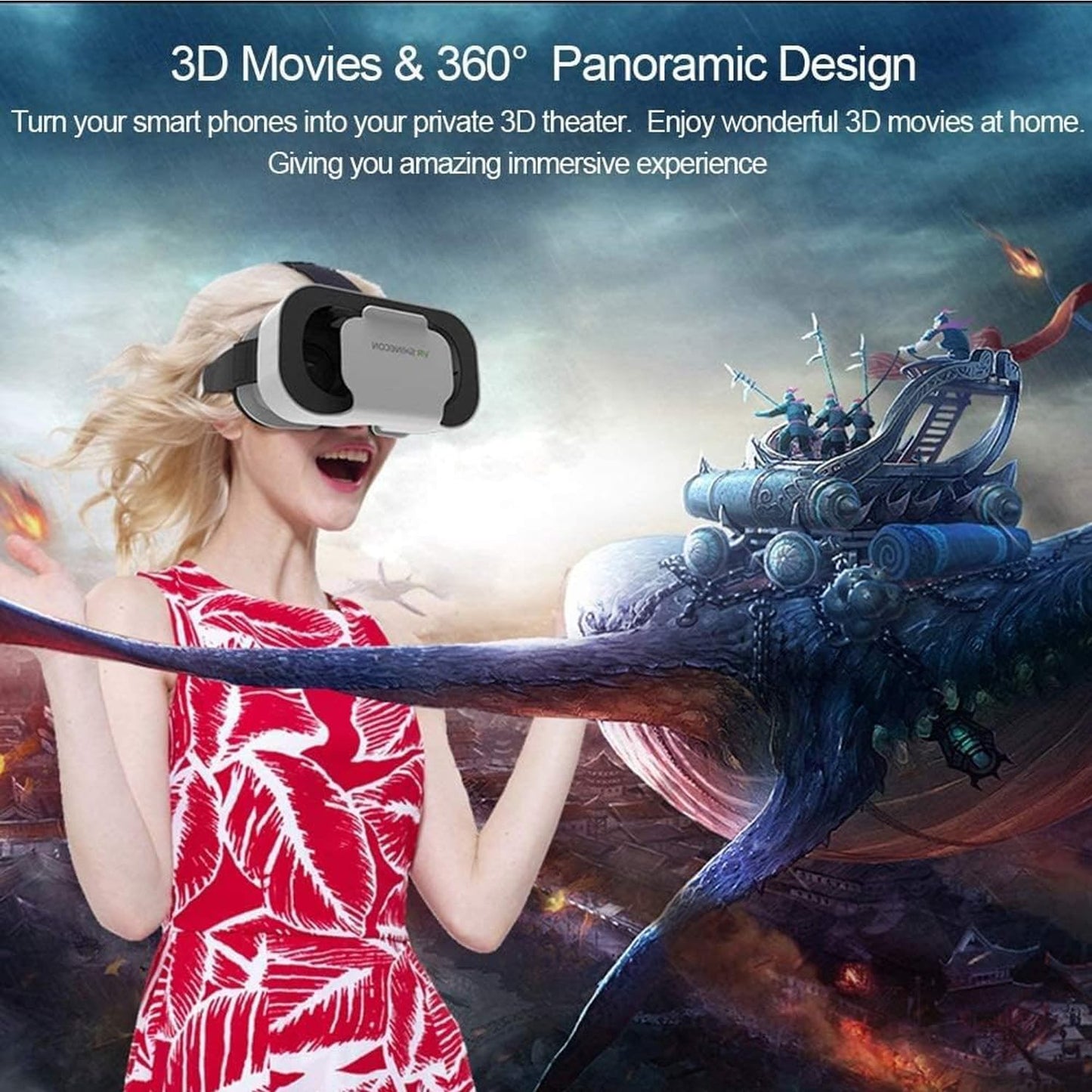 Virtual Reality 3D Glasses for Smartphones - White, VR Headset iPhone DEMO