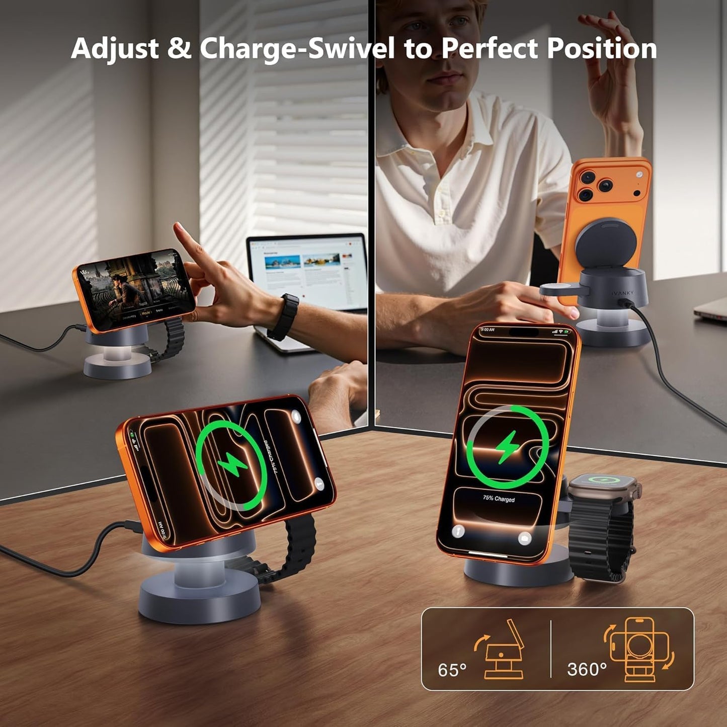 IVANKY 4-in-1 Qi Certified Wireless Charging Station for iPhone, Android, DEMO