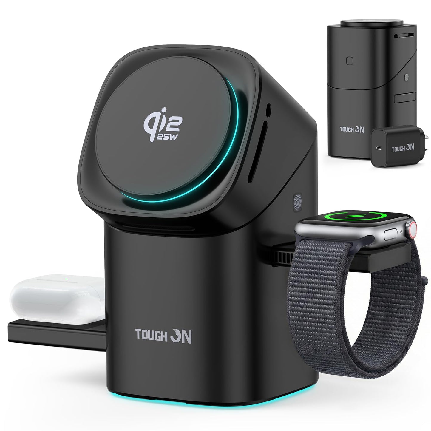 TOUGH ON Induction Chargers 3-in-1 Wireless Qi2.2 Fast Charging Station DEMO