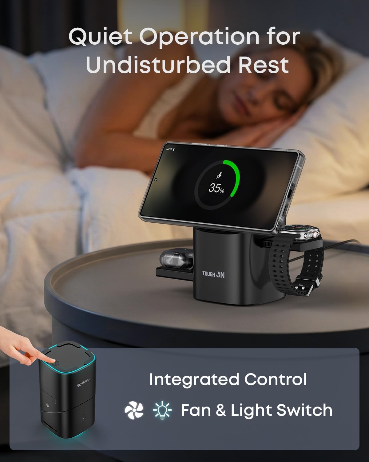 TOUGH ON Induction Chargers 3-in-1 Wireless Qi2.2 Fast Charging Station DEMO