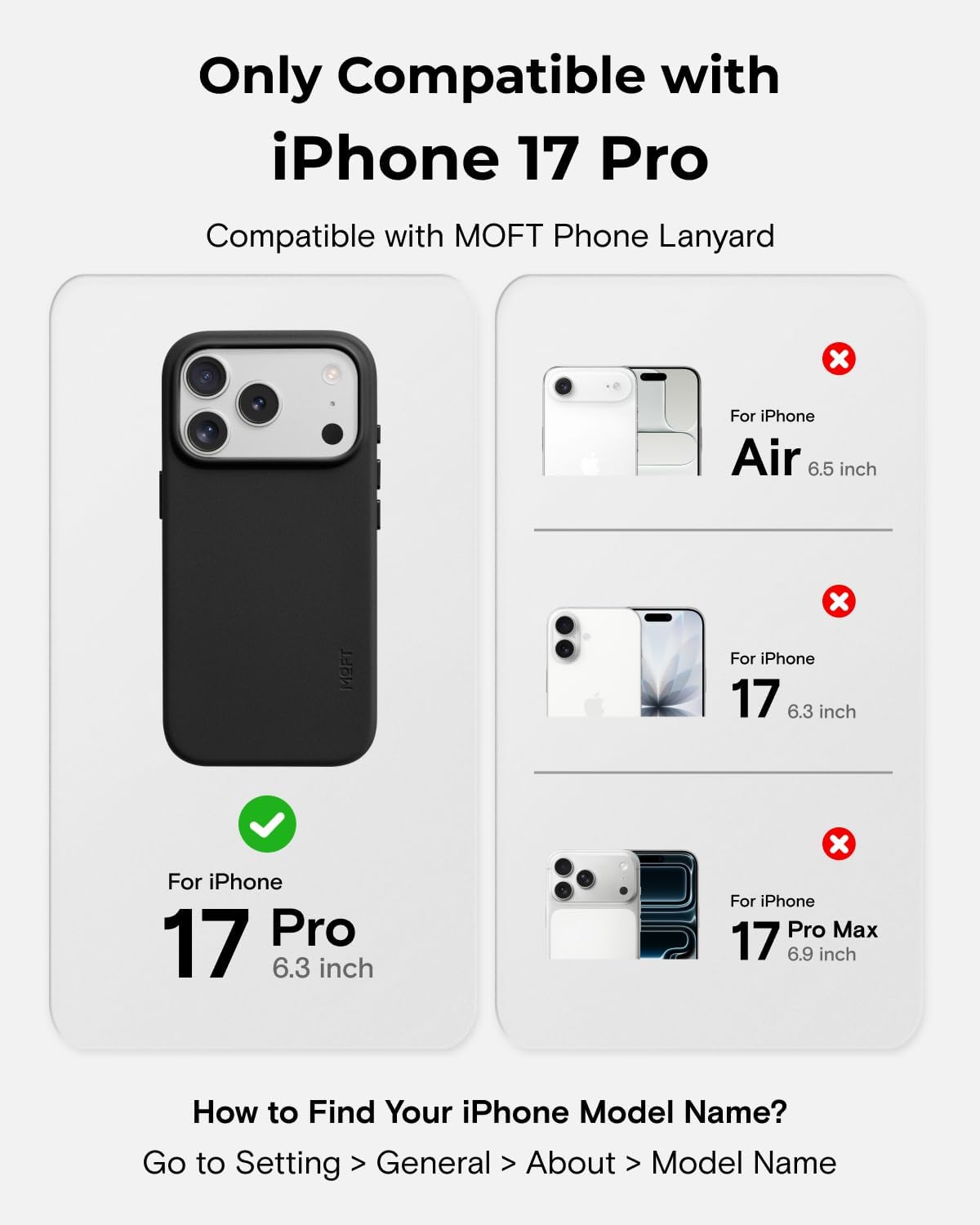 MOFT Jet Black Vegan Leather Phone Case for iPhone 17 Pro, Soft-Touch NEW