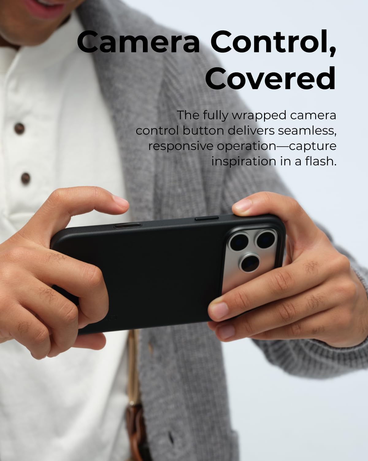 MOFT Jet Black Vegan Leather Phone Case for iPhone 17 Pro, Soft-Touch NEW