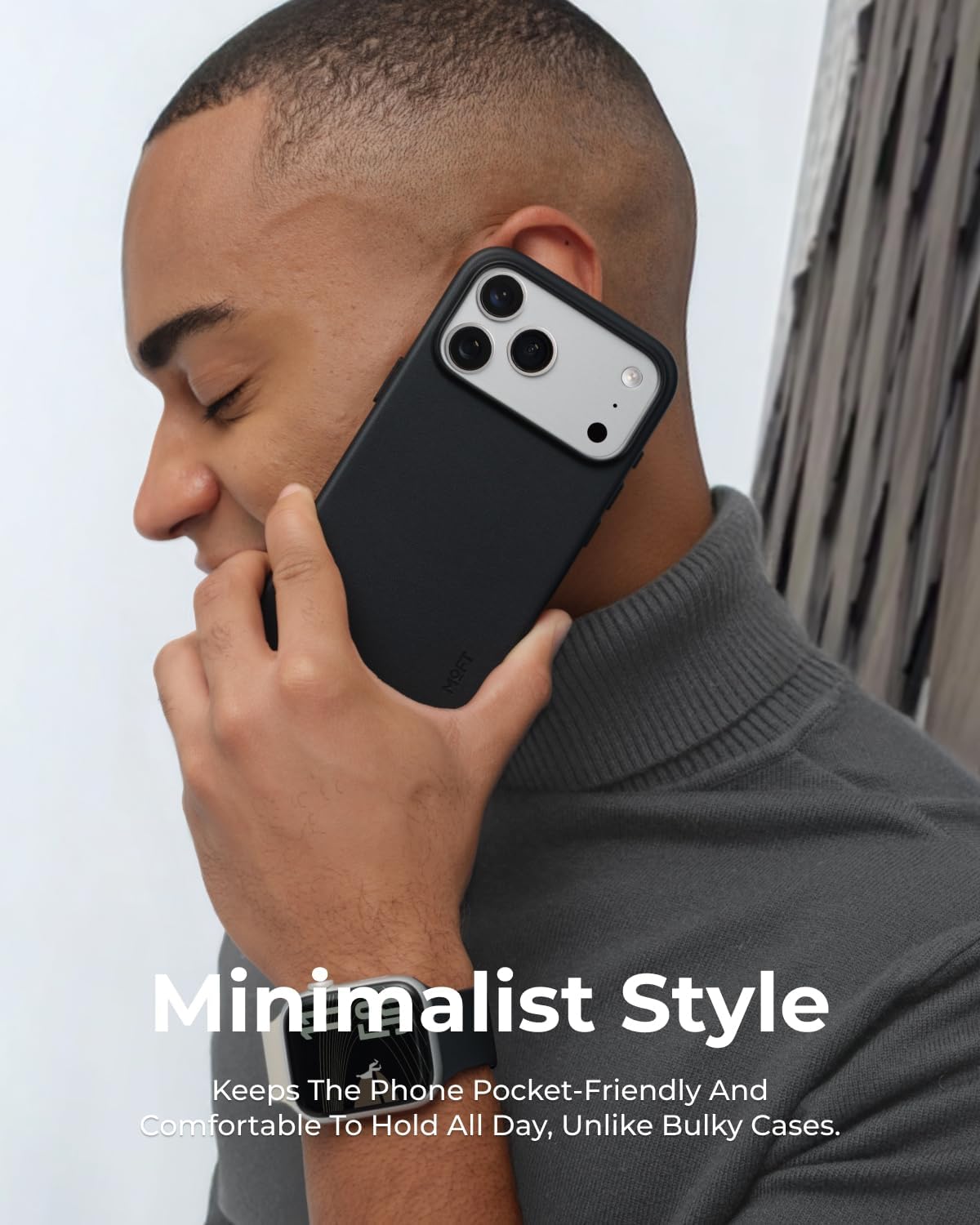 MOFT Jet Black Vegan Leather Phone Case for iPhone 17 Pro, Soft-Touch NEW