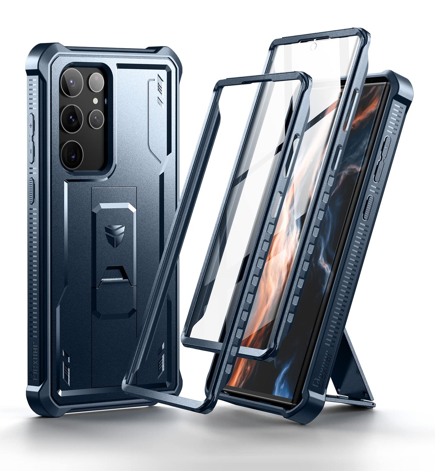 Dexnor Full Basic Cases Body Case for Samsung Galaxy S22 Ultra with Kickstand