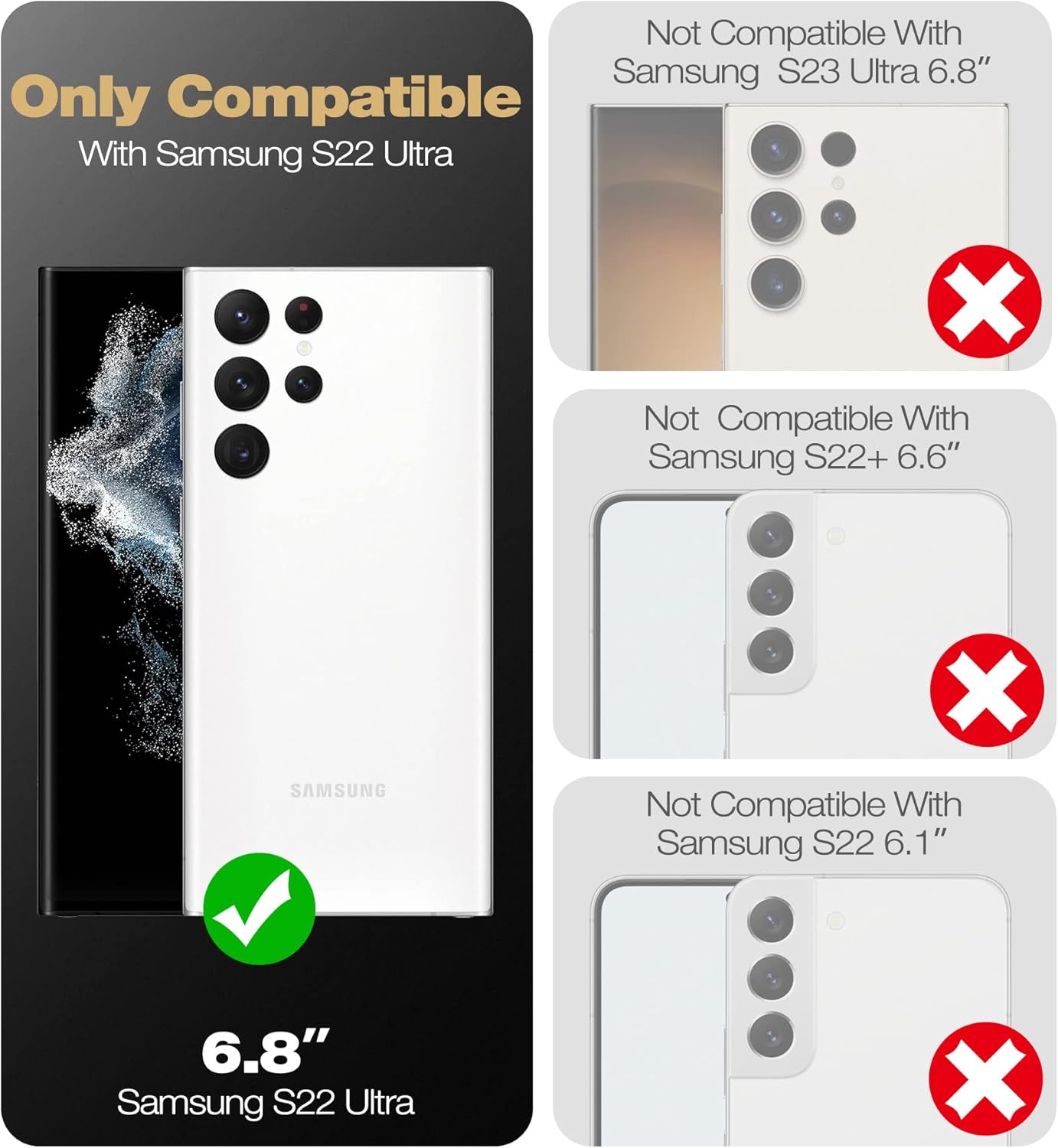 Dexnor Full Basic Cases Body Case for Samsung Galaxy S22 Ultra with Kickstand