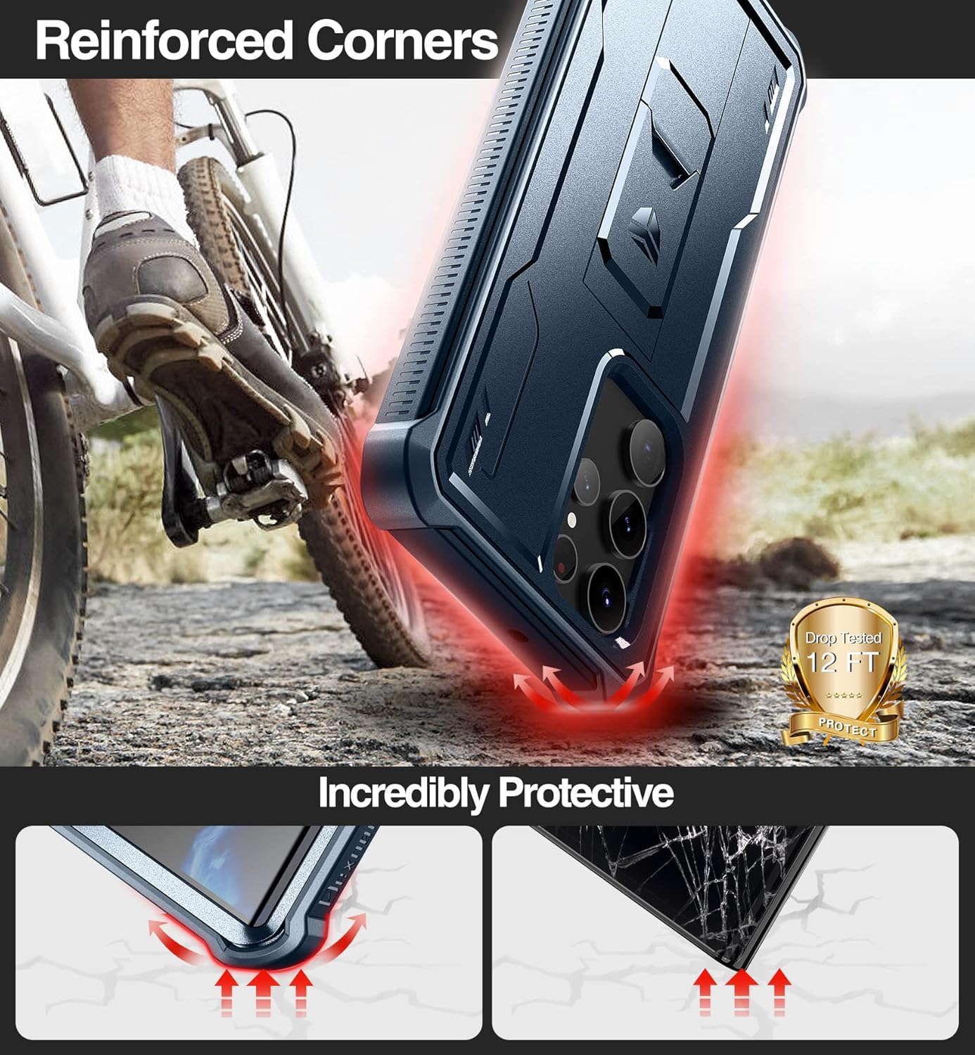 Dexnor Full Basic Cases Body Case for Samsung Galaxy S22 Ultra with Kickstand