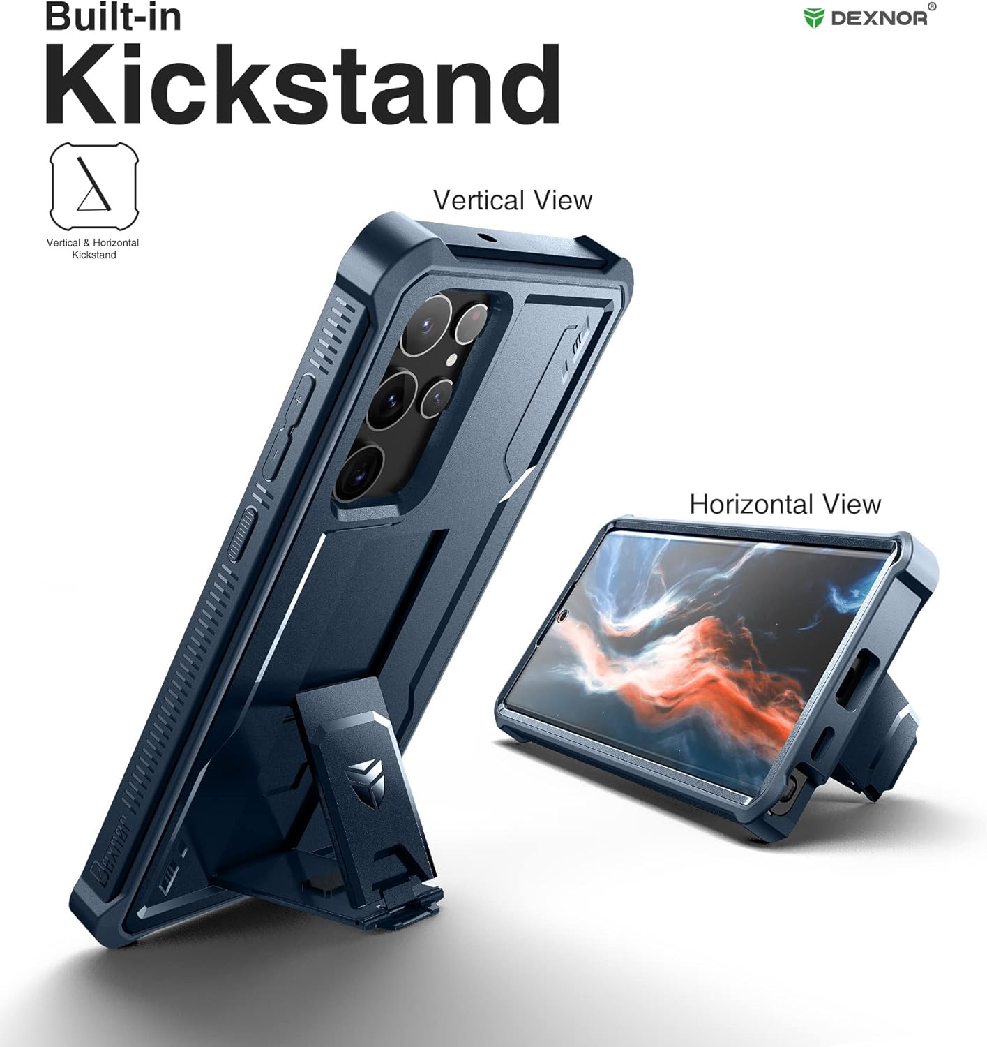Dexnor Full Basic Cases Body Case for Samsung Galaxy S22 Ultra with Kickstand