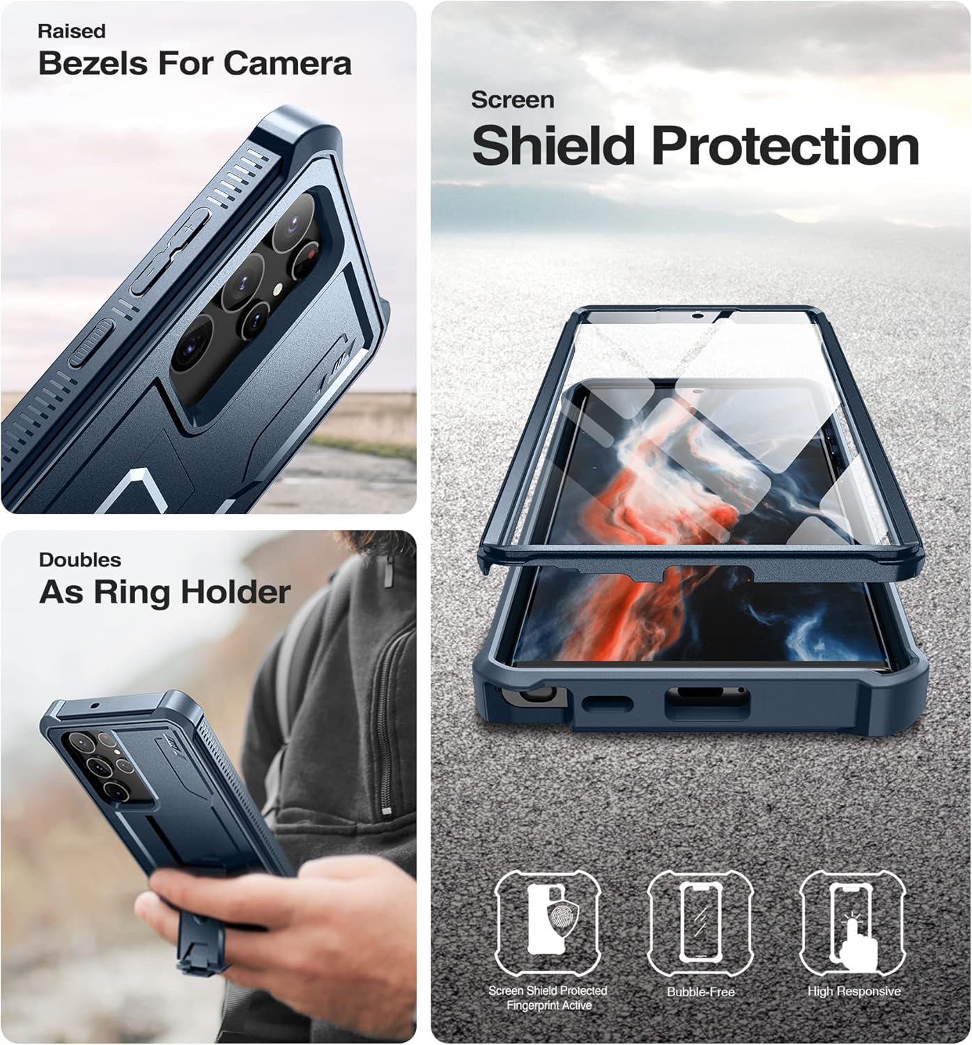 Dexnor Full Basic Cases Body Case for Samsung Galaxy S22 Ultra with Kickstand